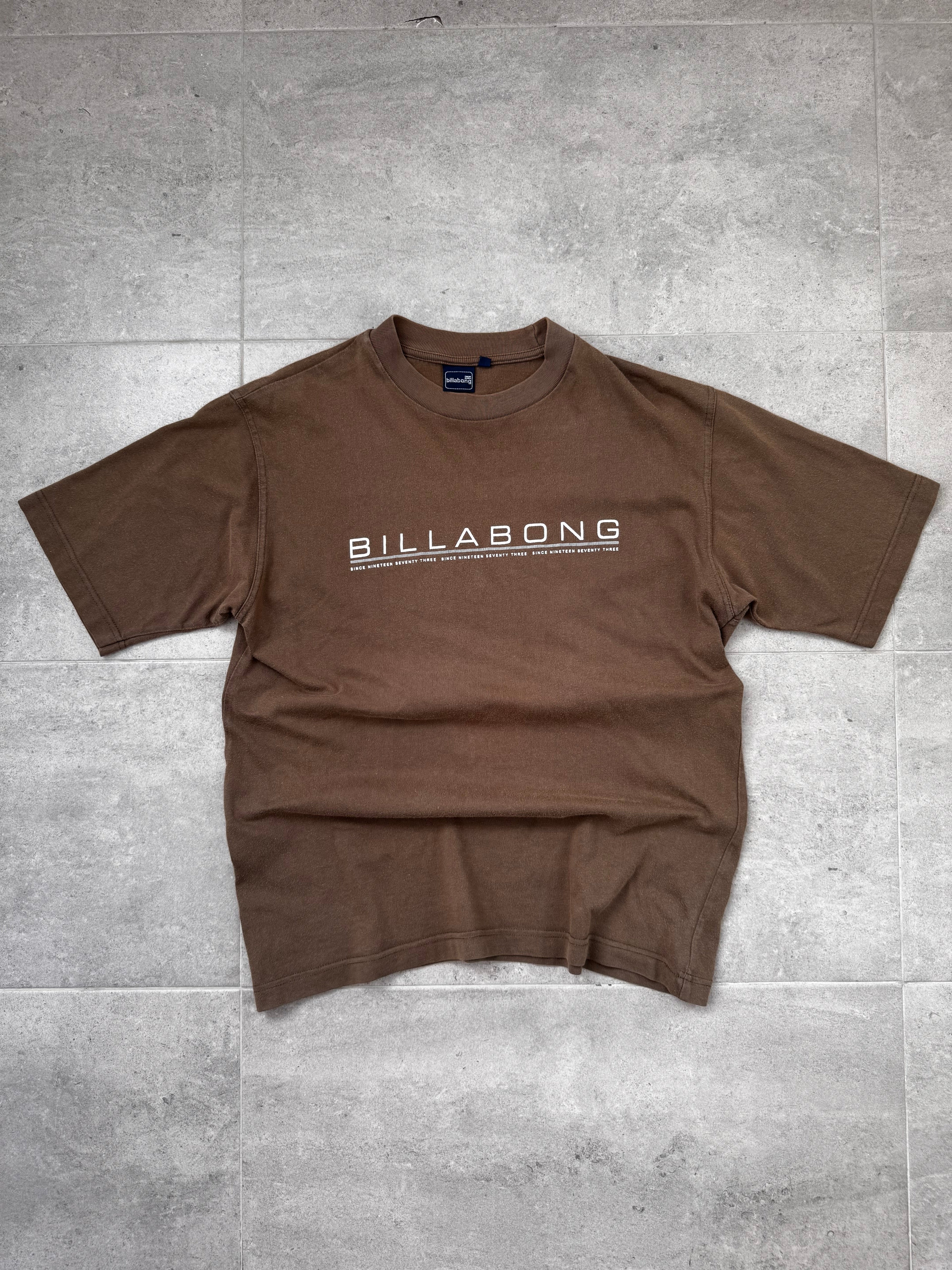 90s Billabong vintage T-shirt in brown, size S, surf and skate tee - front view