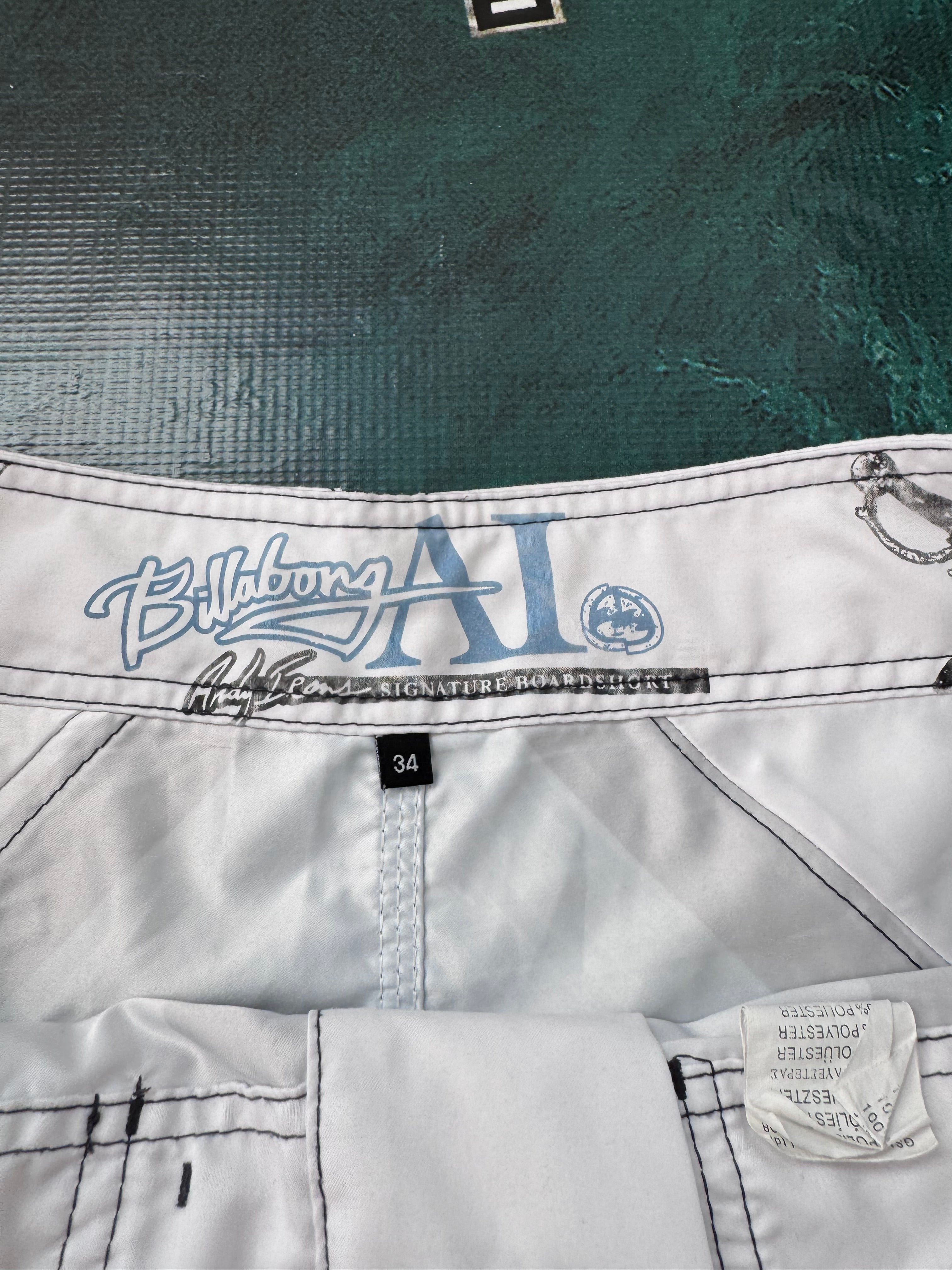 Y2K Billabong Andy Irons boardshorts blue/white/black size 34 – label detail