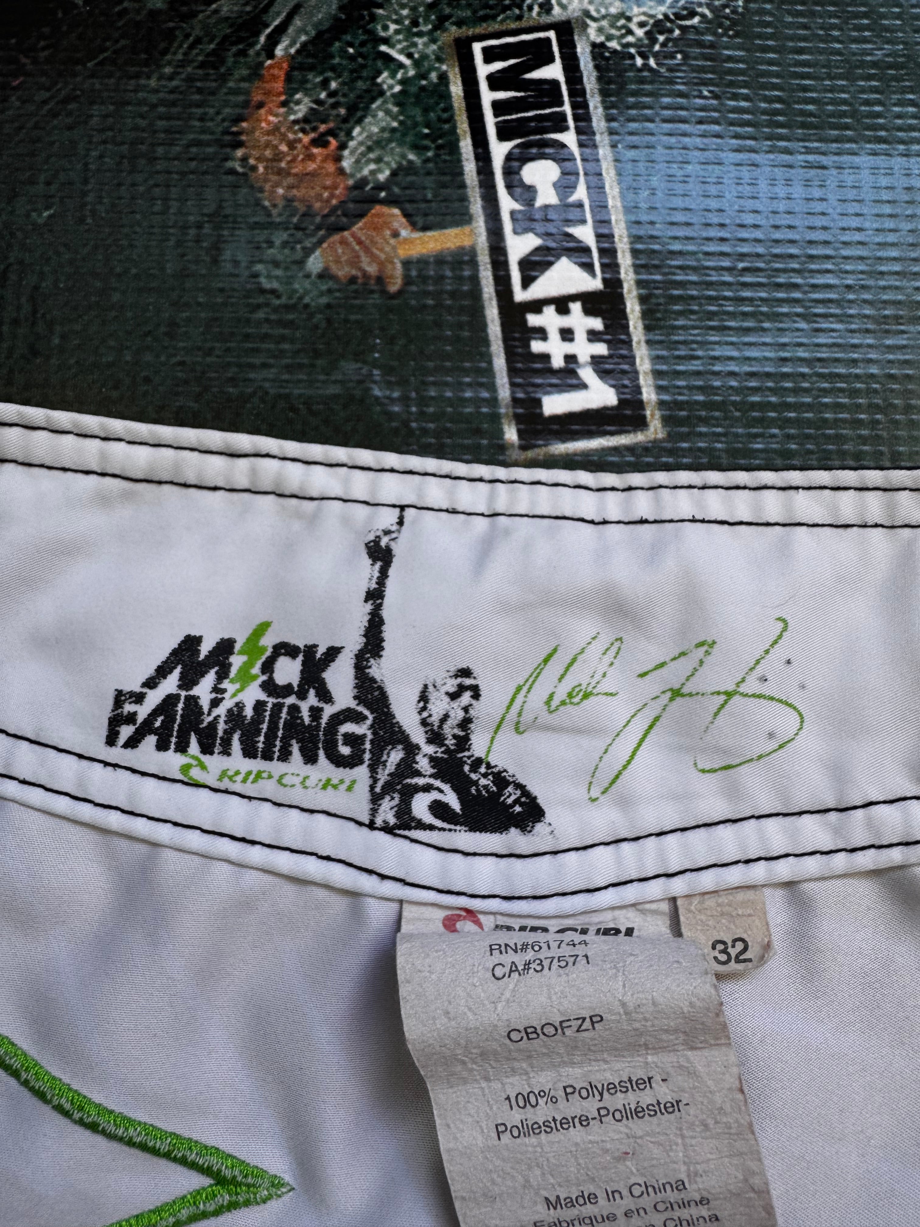 Vintage Y2K Rip Curl Mick Fanning signature boardshorts, back view