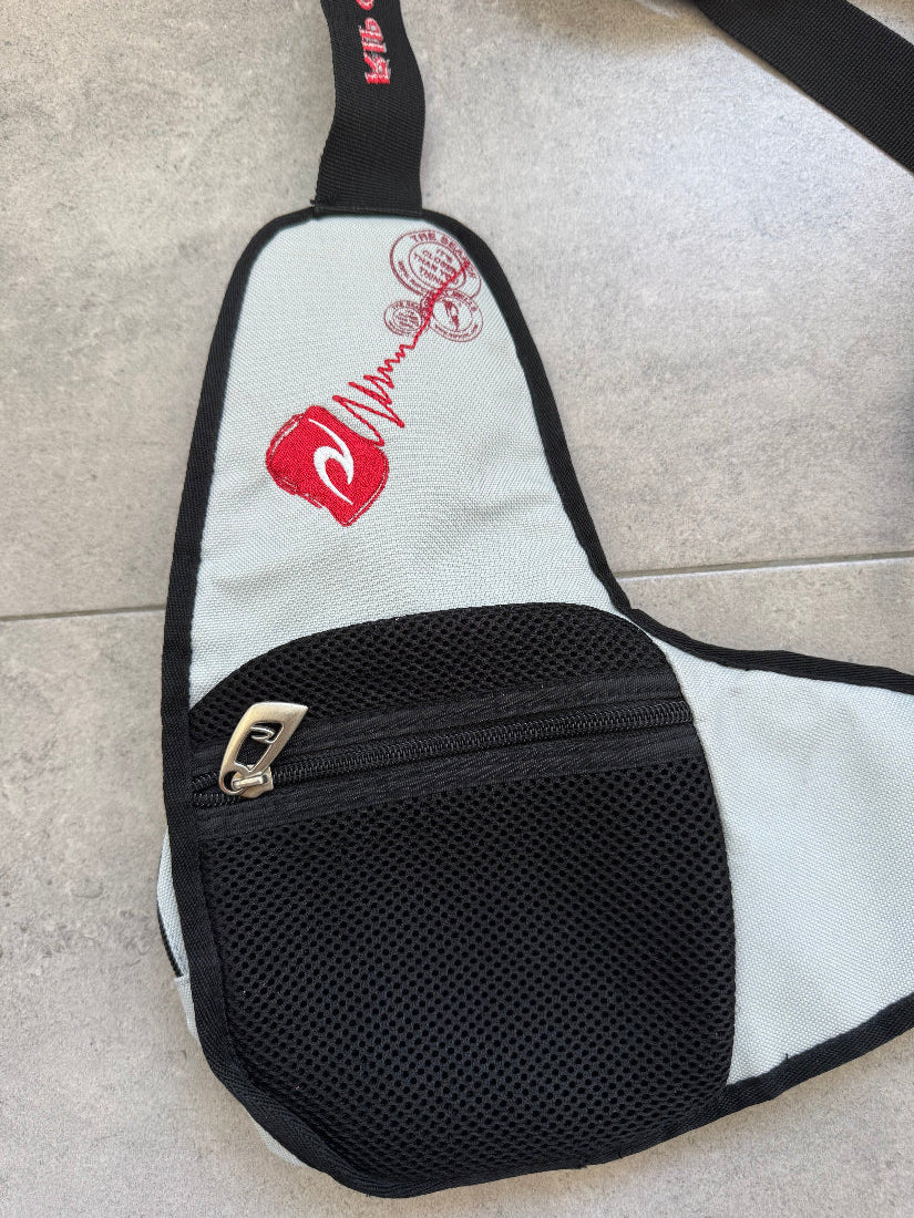 Vintage Y2K Rip Curl surf bag, light blue - logo detail