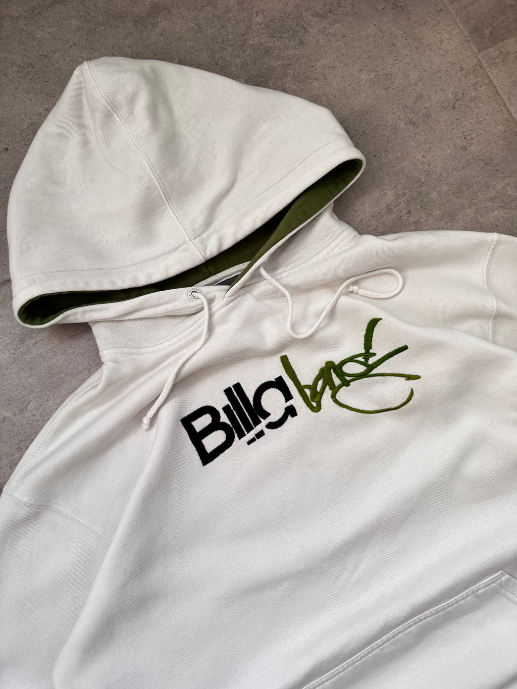 Y2K Billabong hoodie in white, size M, vintage surf sweatshirt - front view