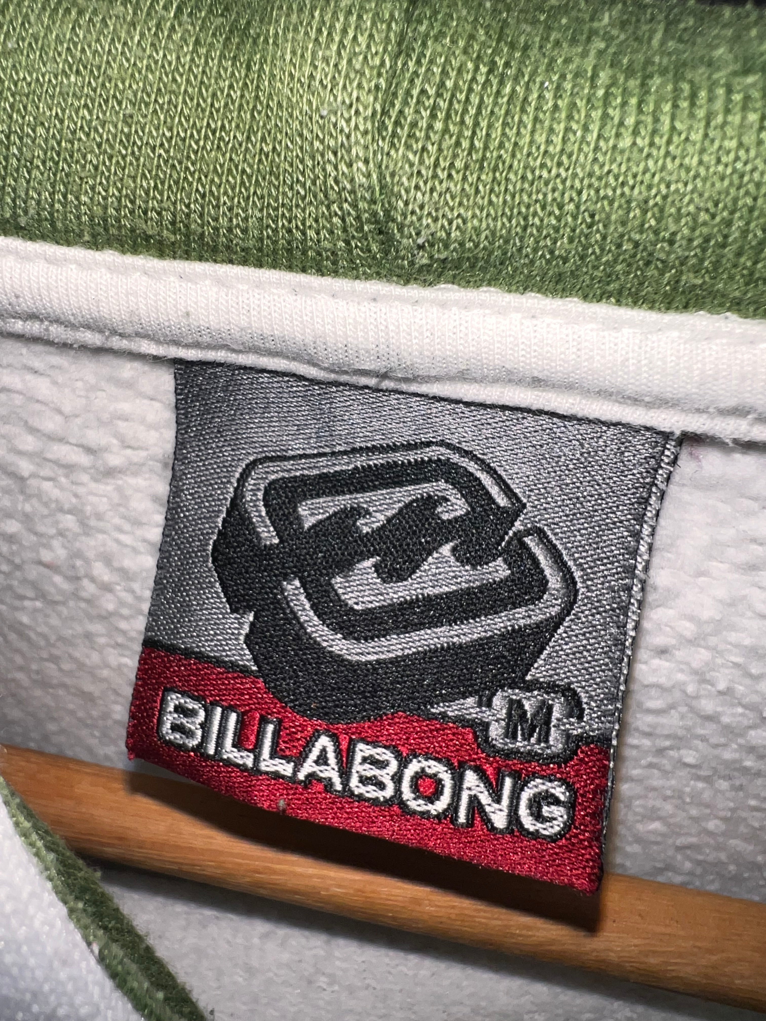 Billabong Hoodie White/Green Script Y2K (M)