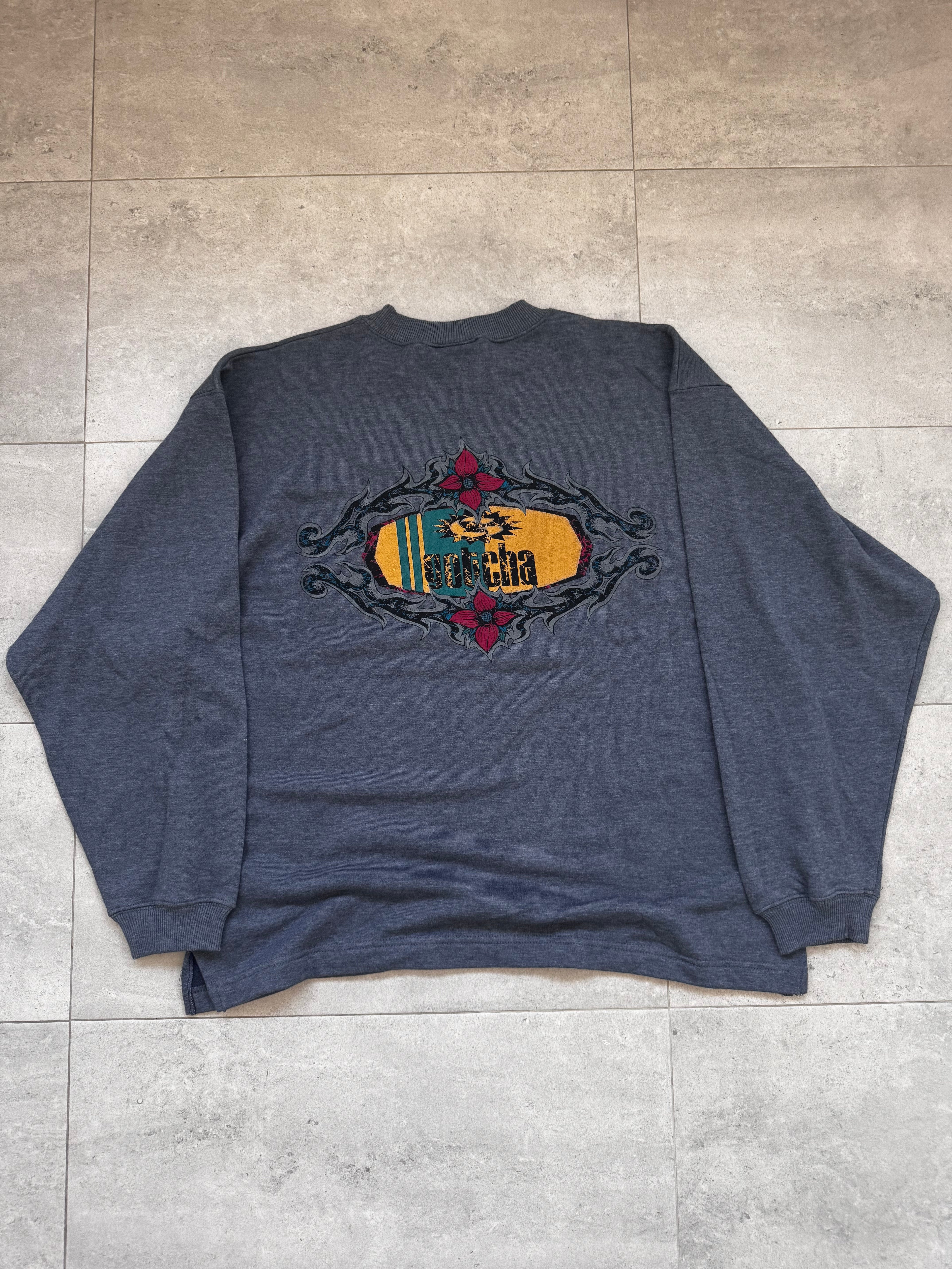 90s Gotcha sweatshirt front graphic — authentic vintage surfwear 1990s