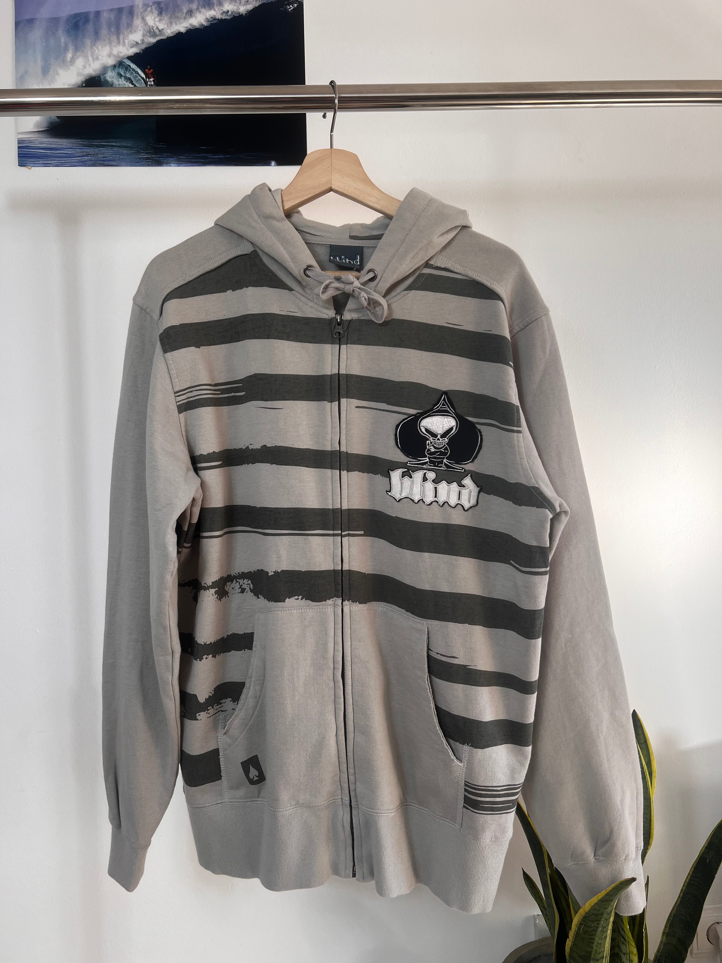 Y2K Blind Sweatshirt Zip-Up Hoodie (M) *DEADSTOCK