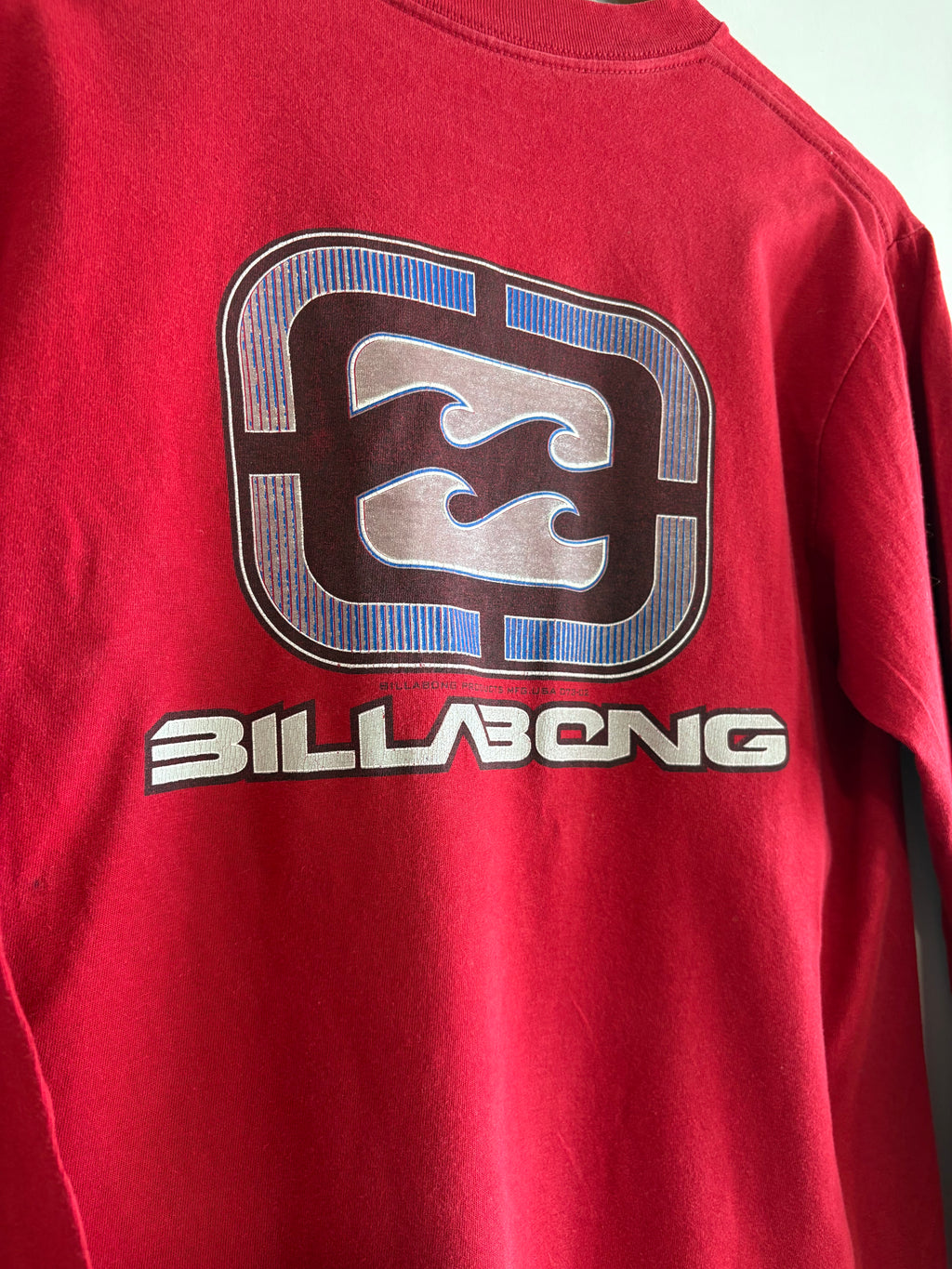 Vintage Billabong Long Sleeve Red Back Logo Surf Tee (M)