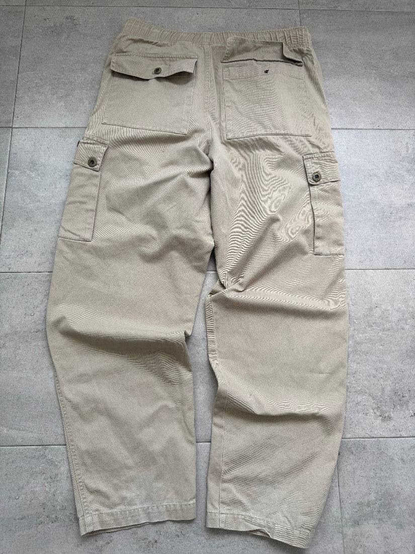 90s Billabong vintage cargo pants in beige, waist 28, surf and skate trousers - back view