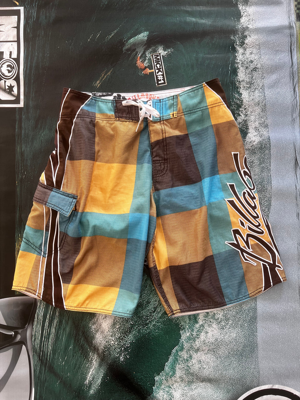 2000s Billabong Mark Occhilupo signature boardshorts waist 31 — rare surf collector piece — Backwash VTG