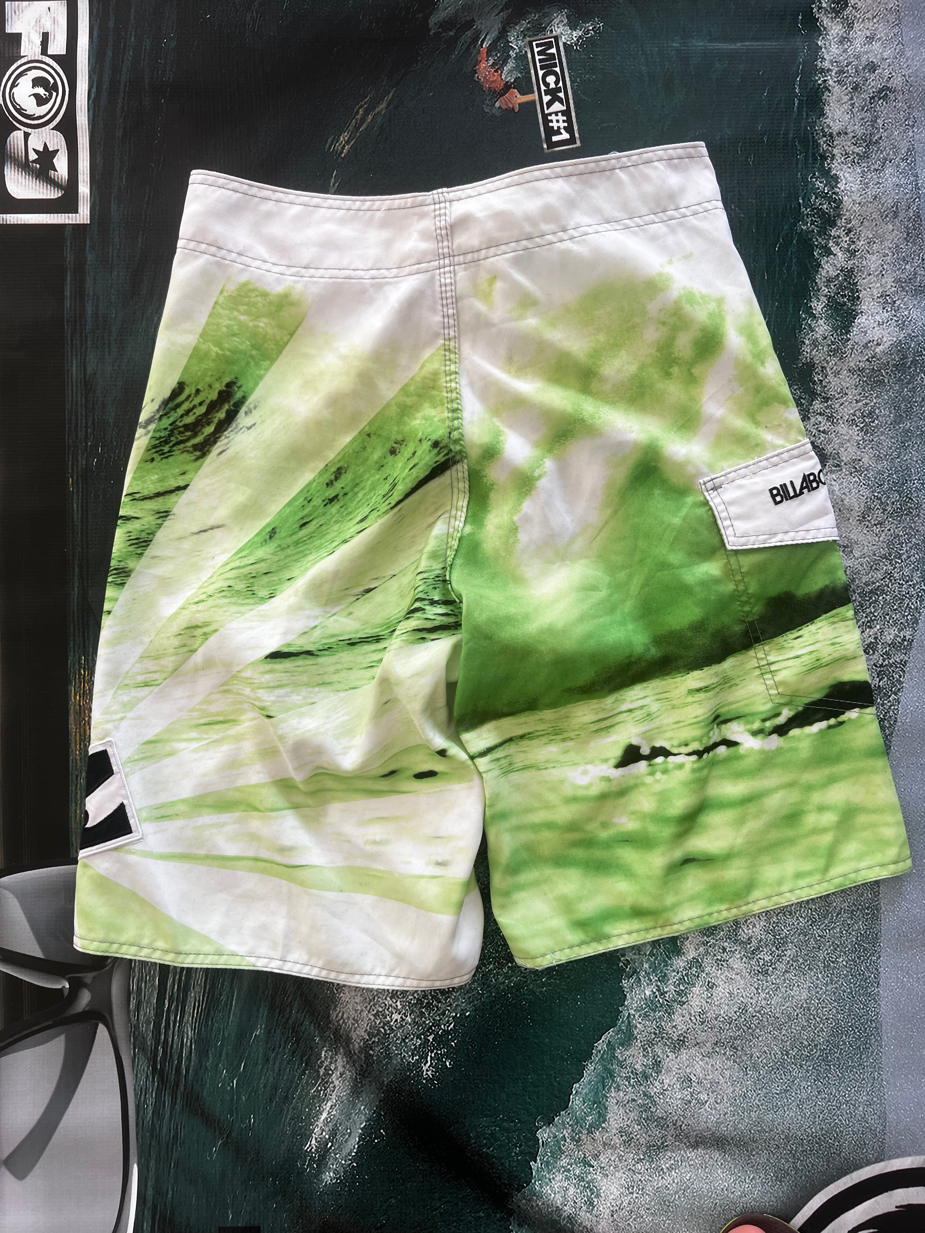 2000s Billabong Andy Irons Rising Sun Rectangle boardshorts back — rare signature series