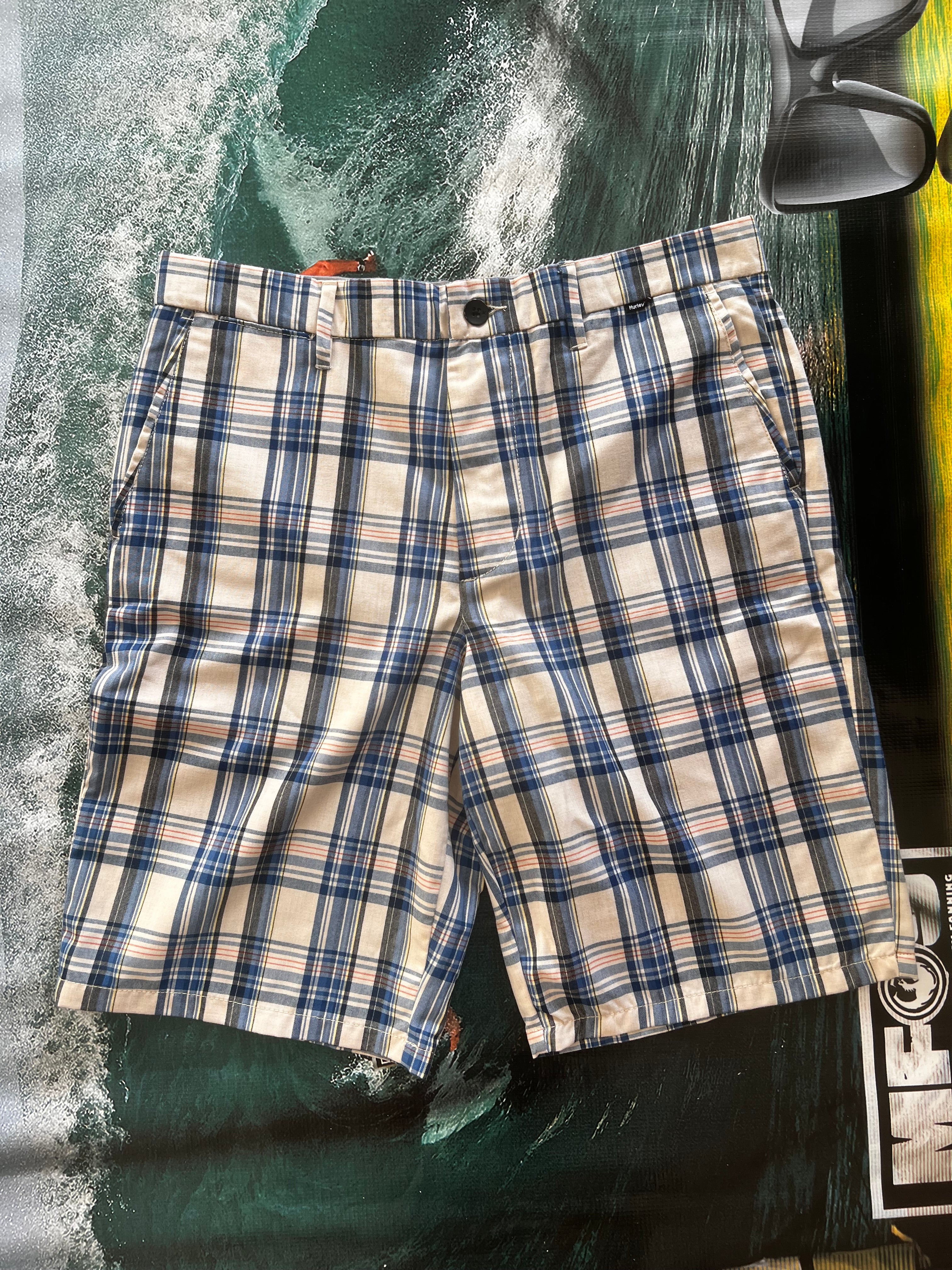 Y2K Hurley Plaid Boardshorts (32) * DEADSTOCK