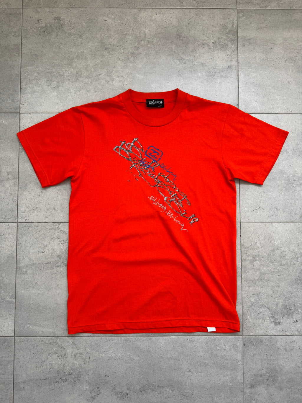 Y2K Billabong T-shirt in orange, size S, deadstock surf tee - front view