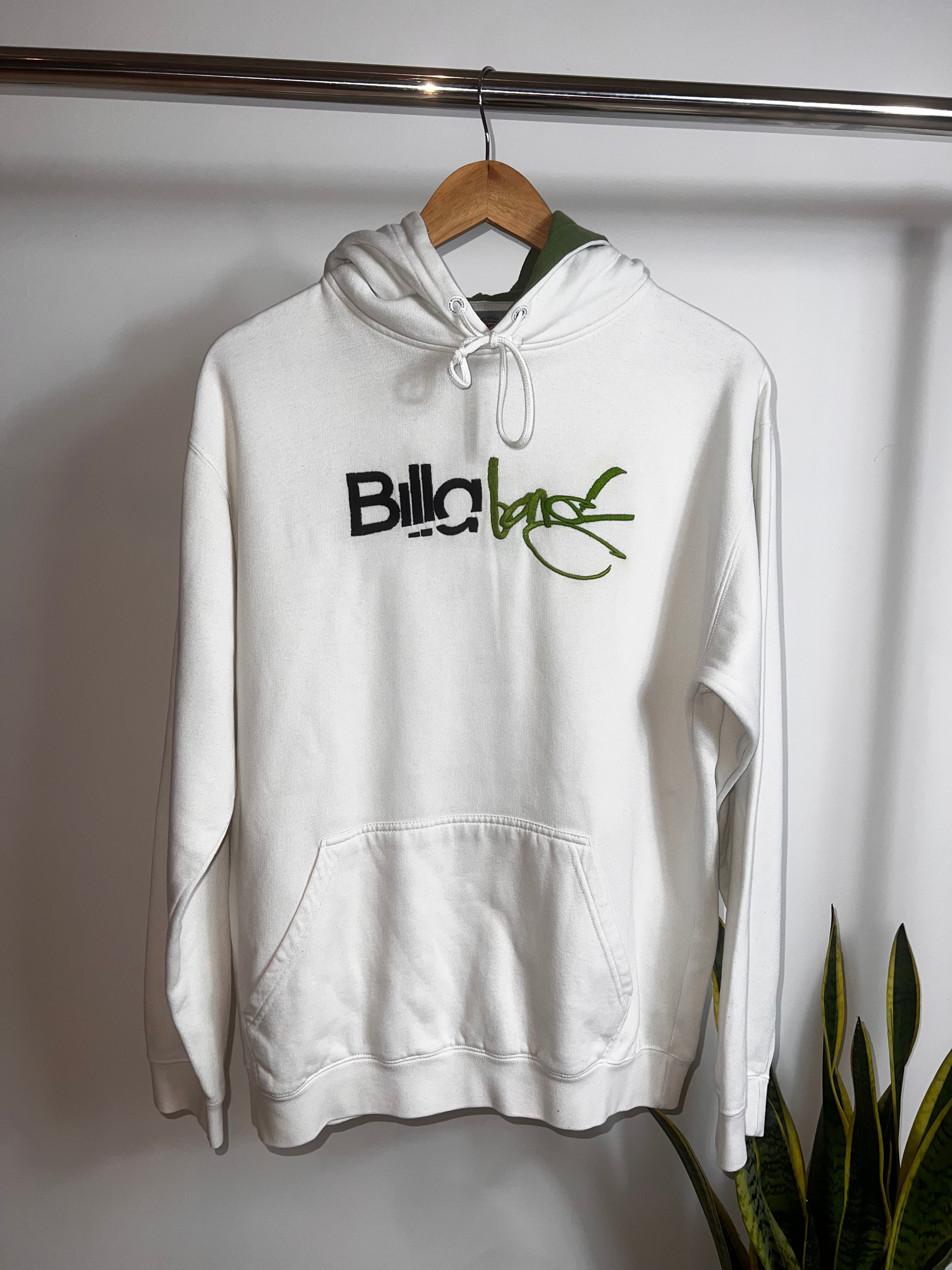 Billabong Hoodie White/Green Script Y2K (M)