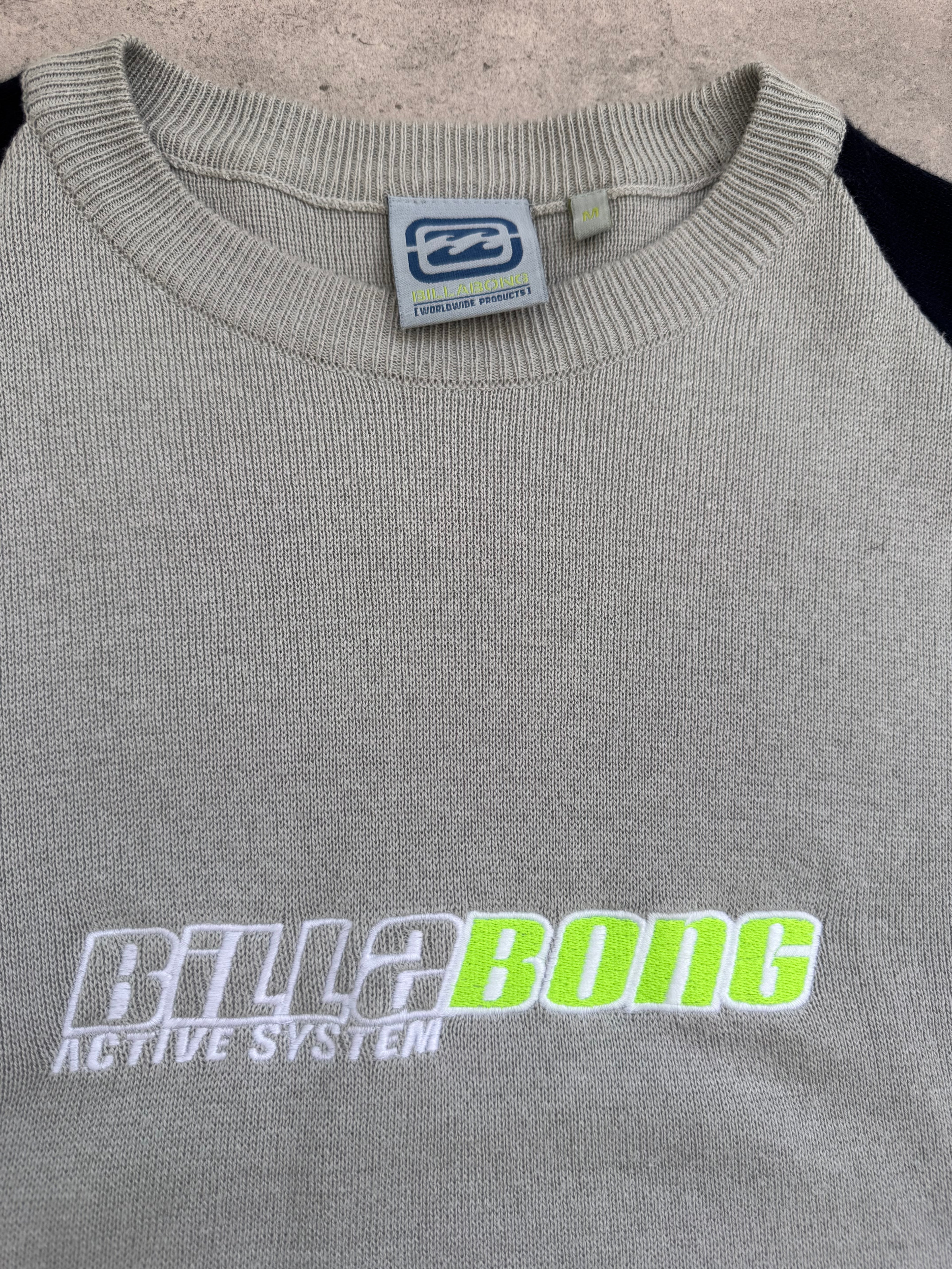 Y2K Billabong knit sweatshirt in grey and navy, size M, deadstock - back view
