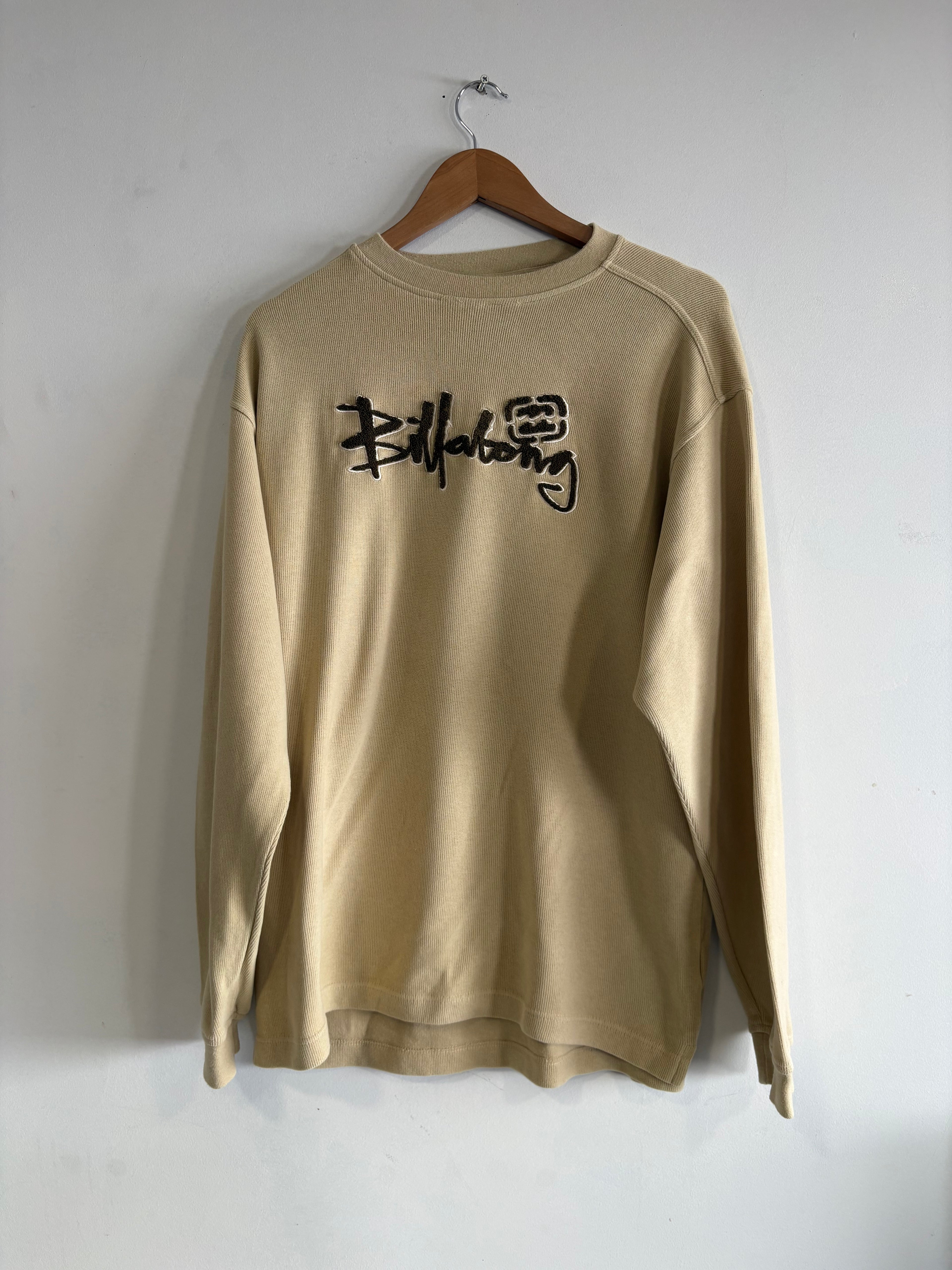 2000’S Billabong Crewneck Beige Embroidered Logo (M)