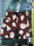 Y2K Volcom boardshorts in brown, size 32, vintage surf and skate shorts - front view