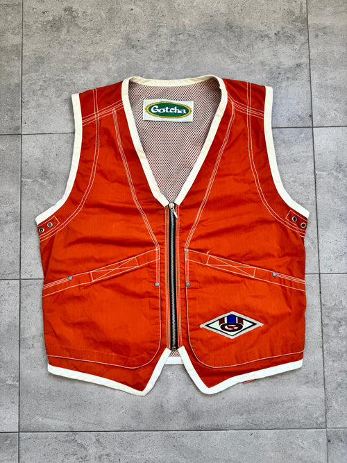 Deadstock 90s Gotcha orange surf vest – front