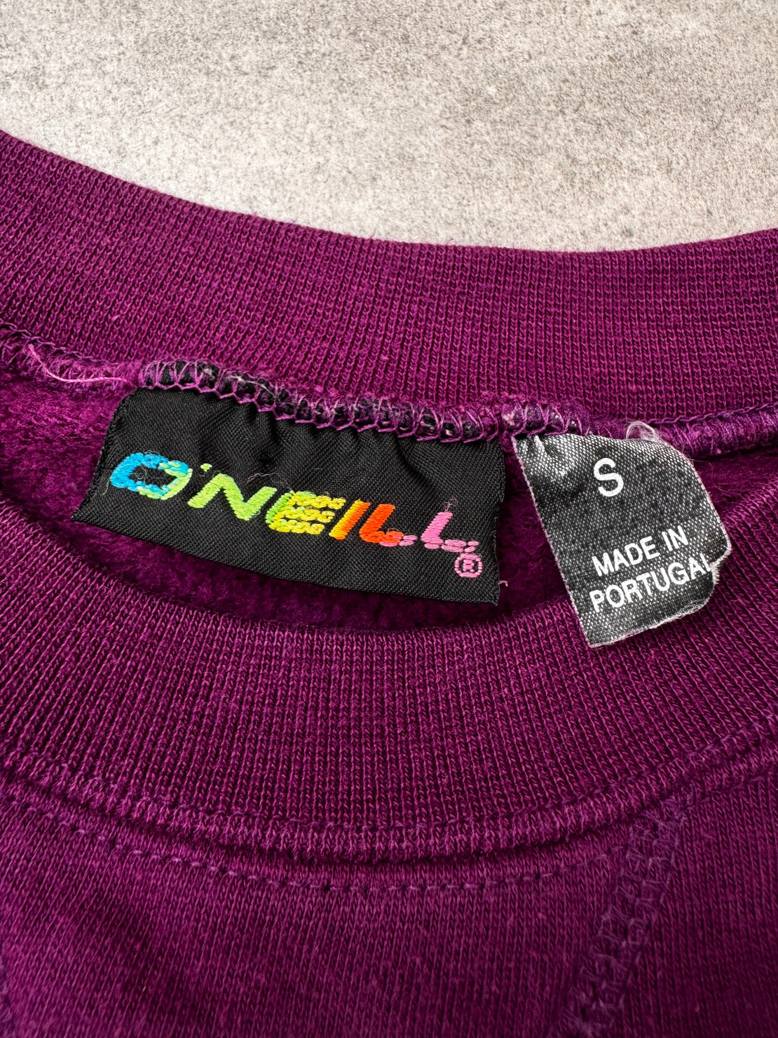 90s O'Neill vintage sweatshirt, fabric close-up