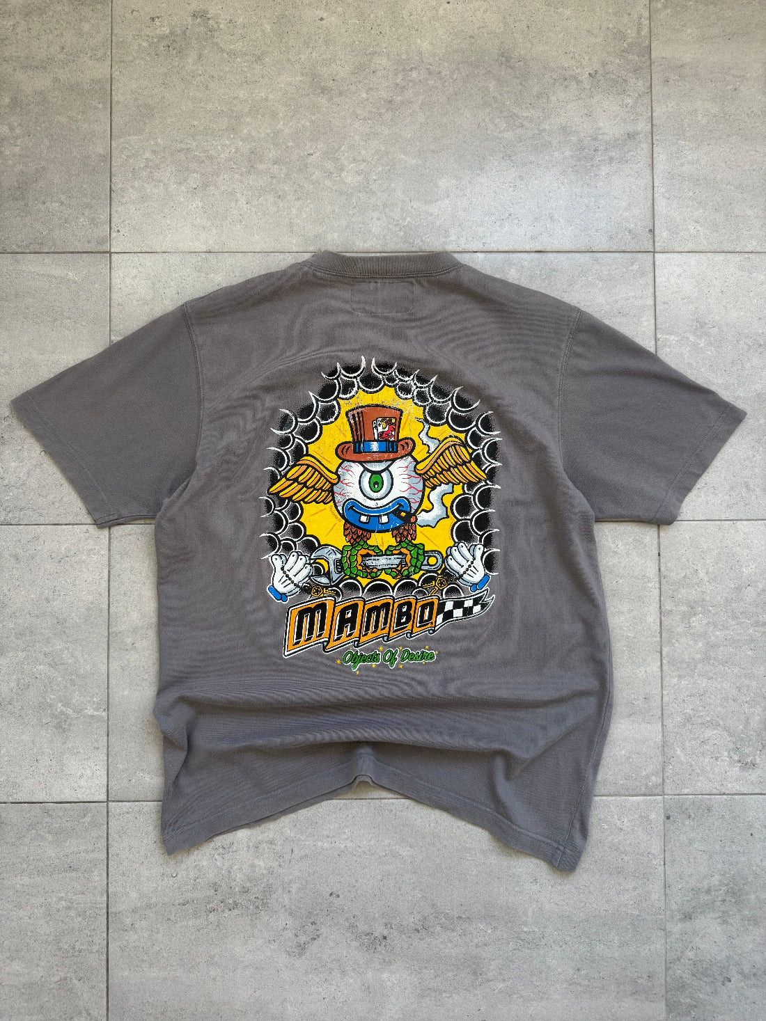 Vintage 2000 Mambo Australia graphic t-shirt, grey, size M - front