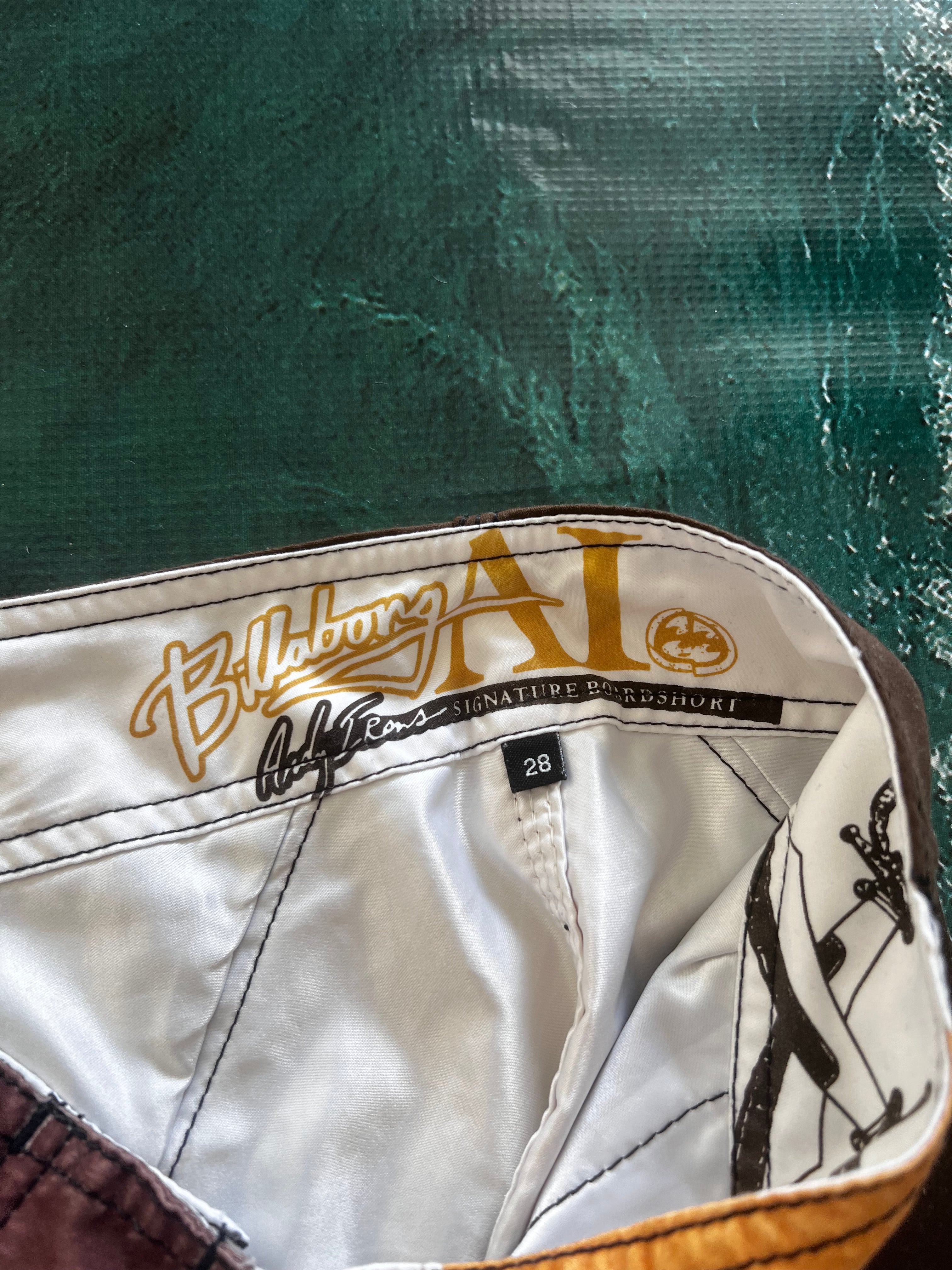 Y2K Billabong Andy Irons Samurai boardshorts back — rare signature series collector