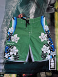 Y2K Billabong Floral boardshorts green/white/blue/black size 32 – front view