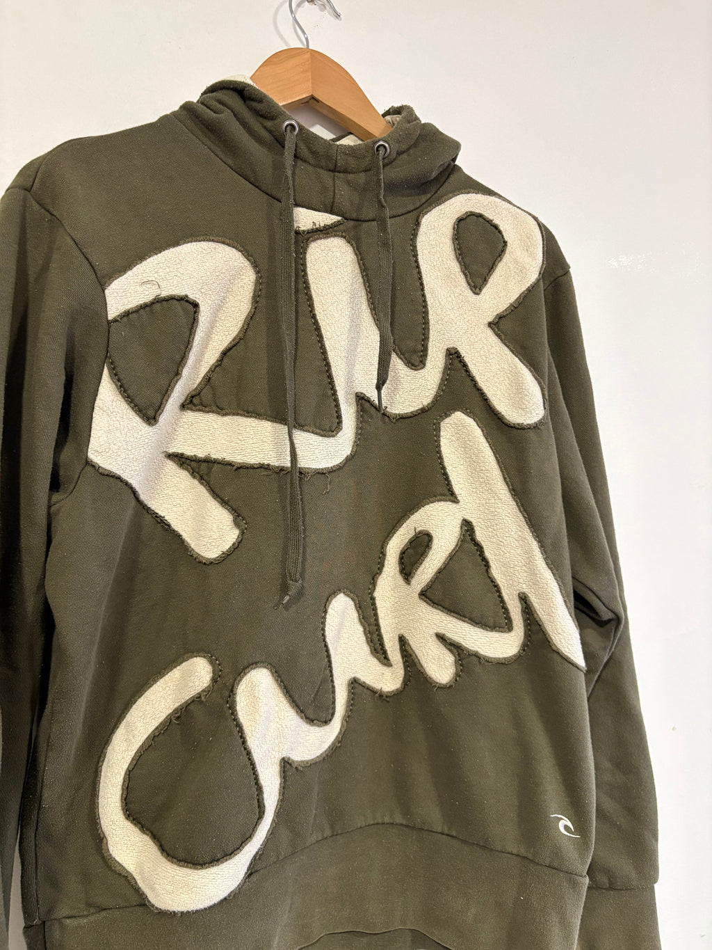 2000’s Rip Curl Hoodie Olive Big Logo Fleece (M)