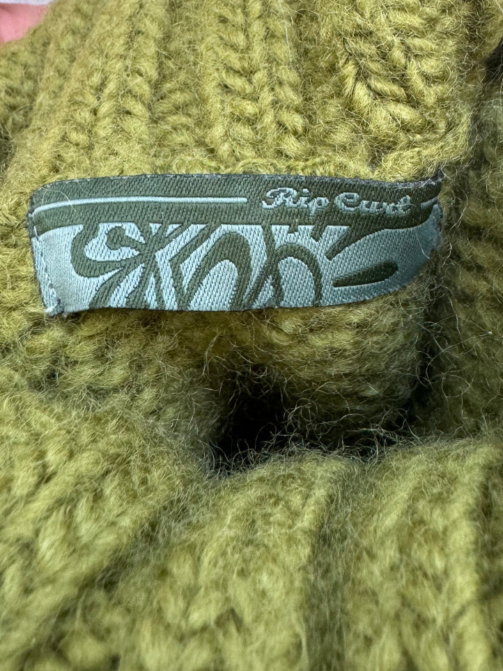 Vintage Y2K Rip Curl 100 percent wool knit sweater, green - label detail