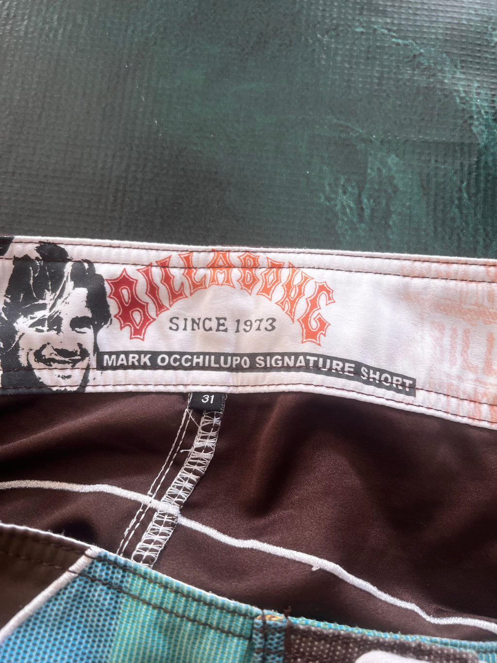 2000s Billabong Occy signature boardshorts back — rare vintage surf brand