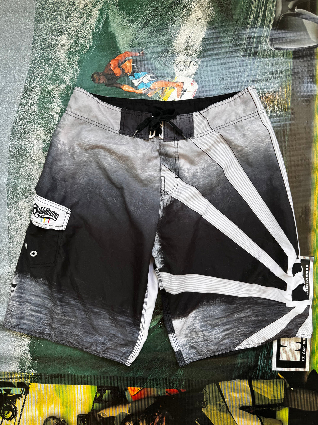 Billabong Andy Irons Pipe Masters Rising Sun boardshorts back view