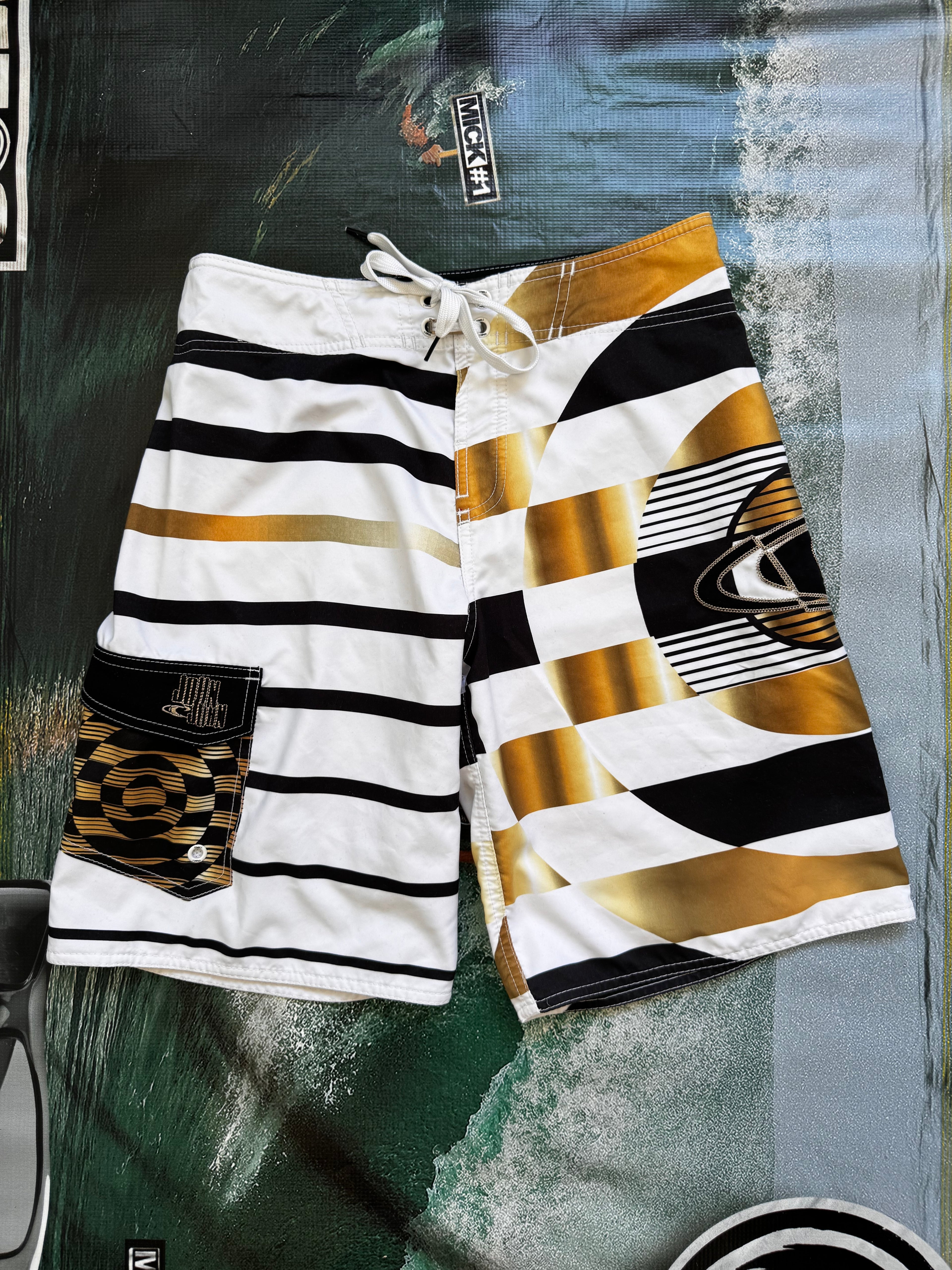 Vintage Y2K O'Neill John John Florence signature boardshorts, front view