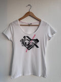 Y2K Roxy shirt in white, size XS, vintage surf womenswear - front view