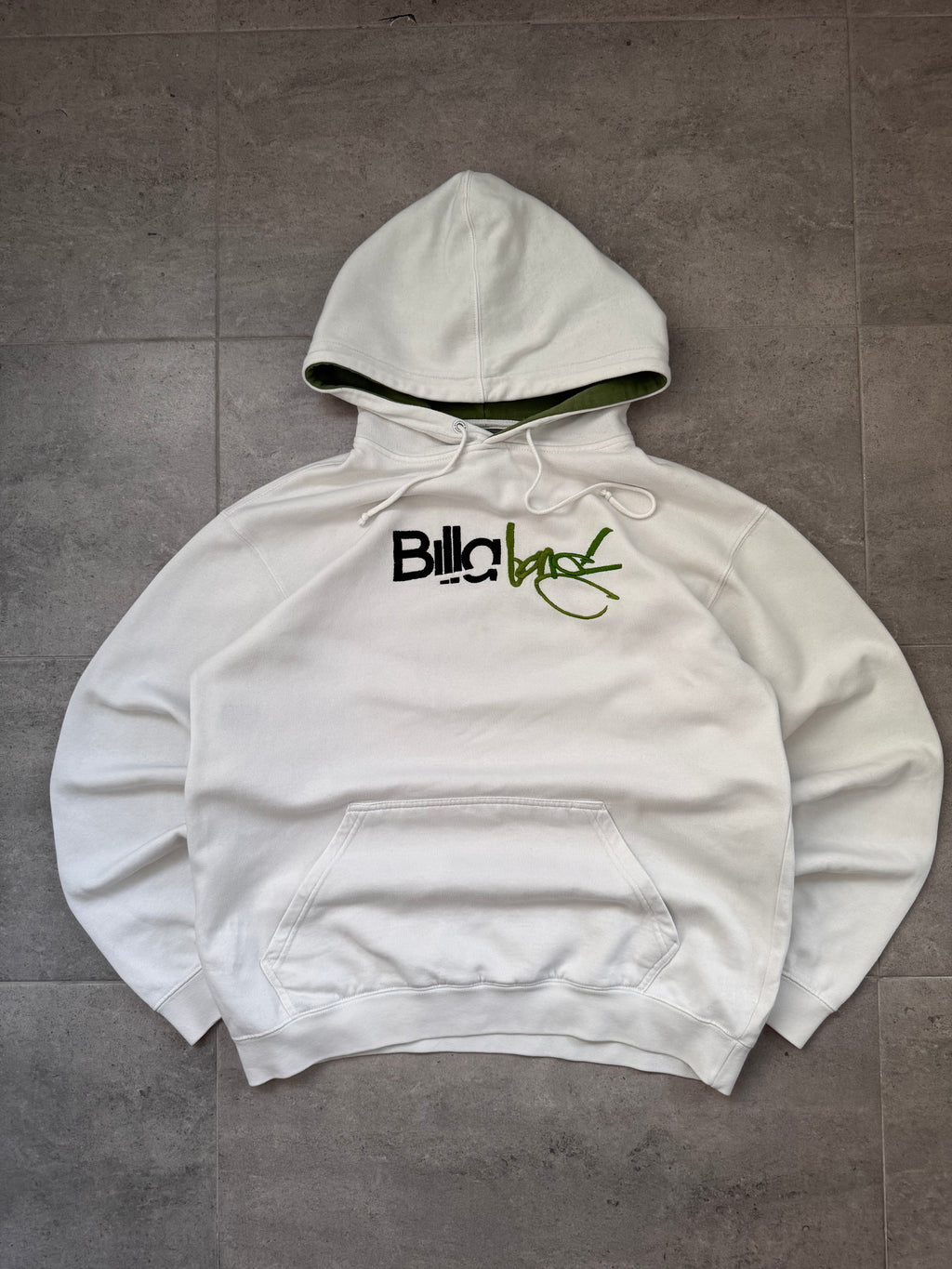 Y2K Billabong hoodie in white, size M, vintage surf sweatshirt - back view