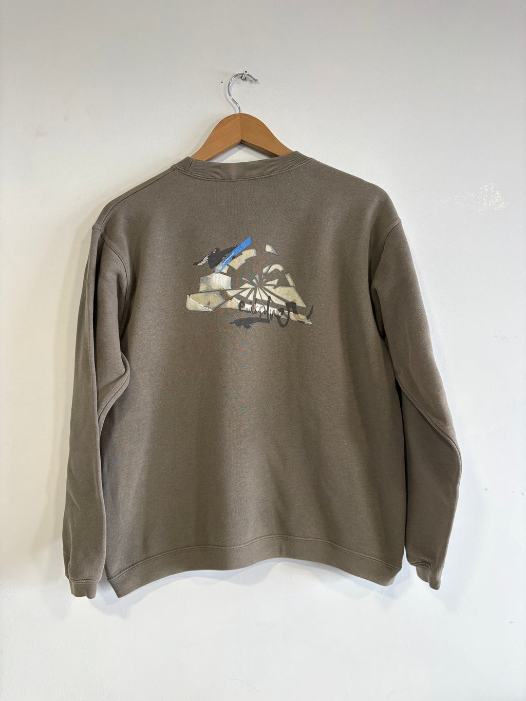 2000’S Quiksilver Crewneck Brown Back Graphic Y2K Surf (XS)