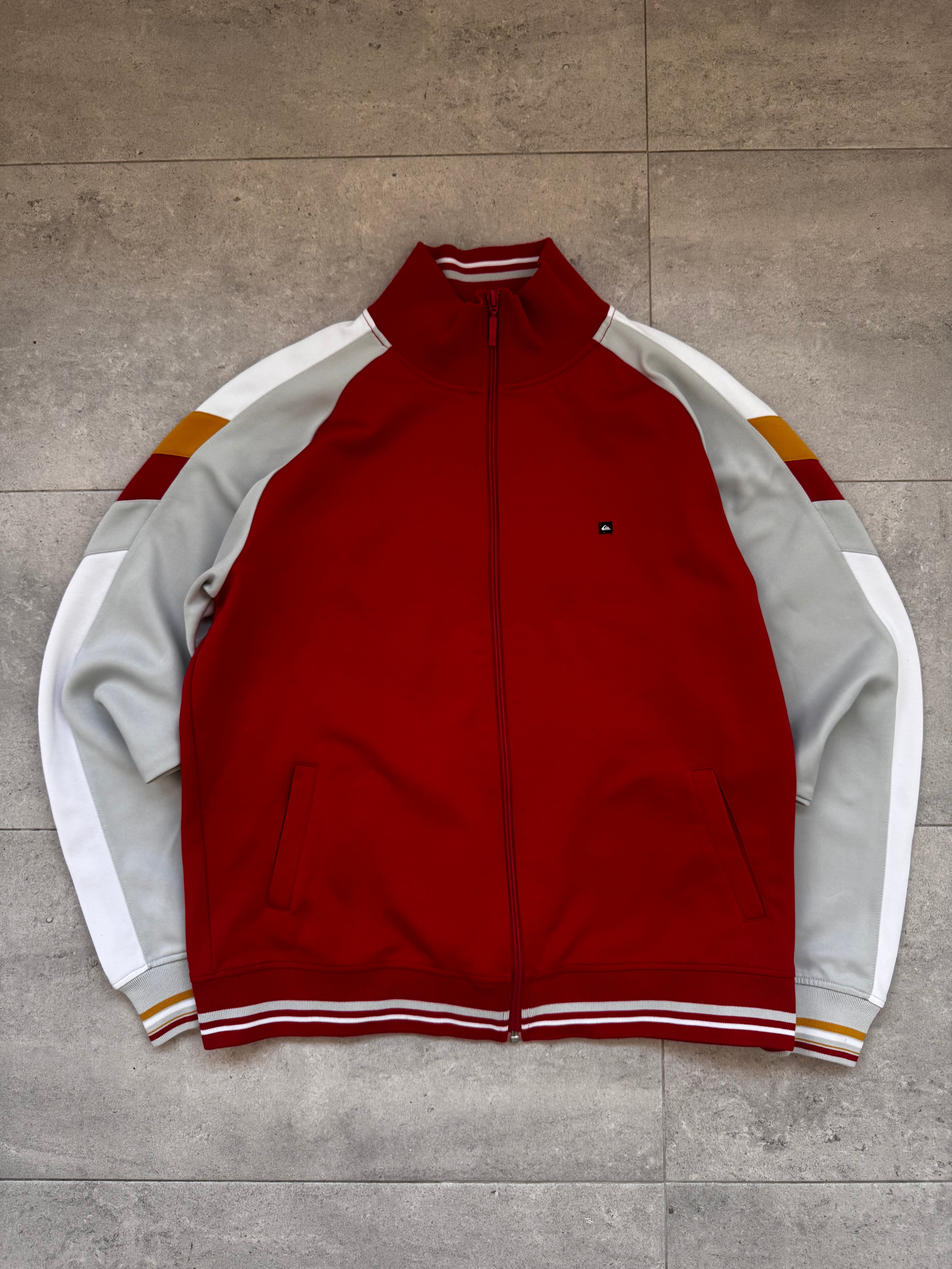 Y2K Quiksilver bomber jacket front logo — authentic vintage surfwear