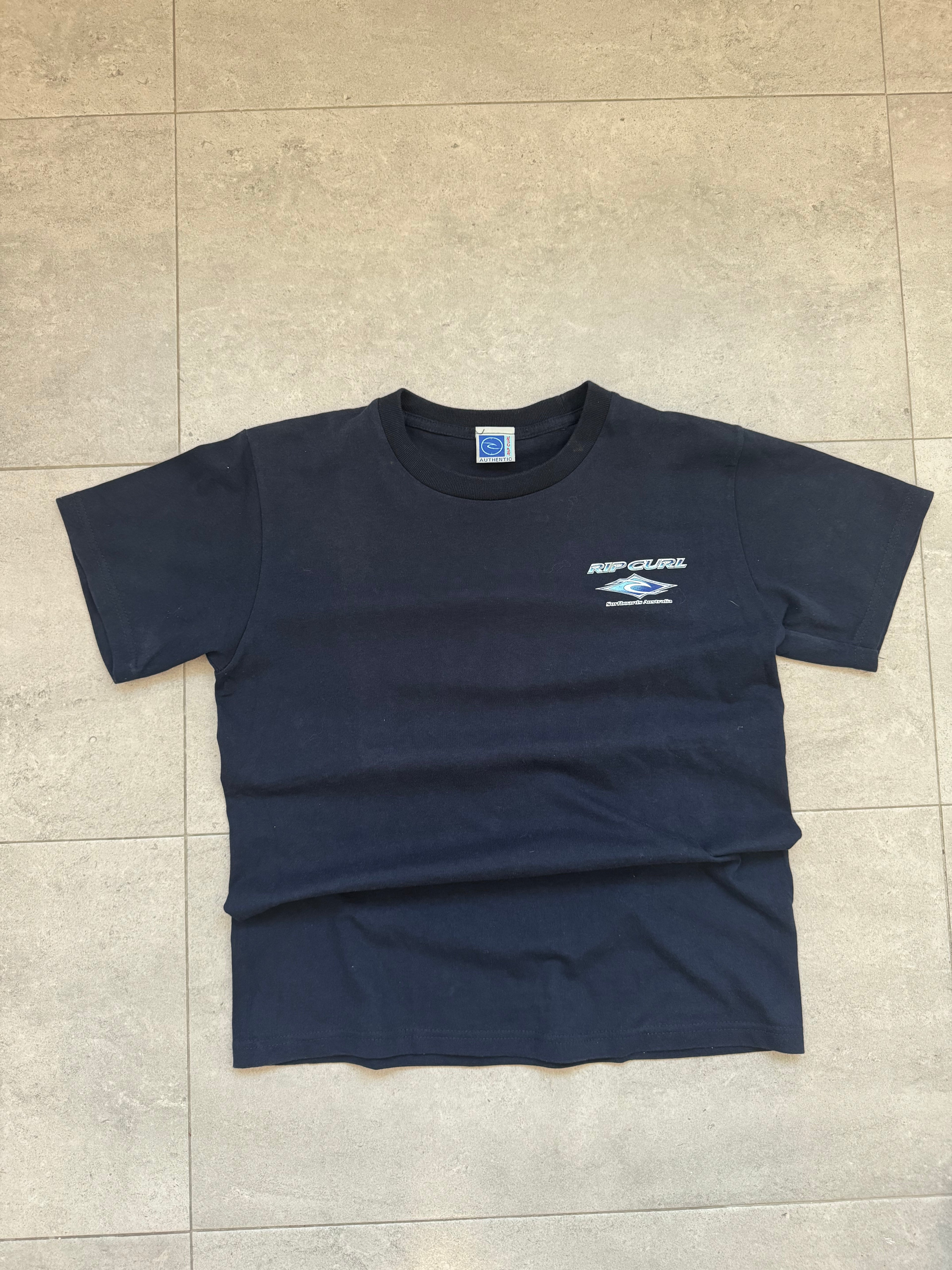 Y2K Rip Curl T-shirt in navy, size XS, deadstock surf tee - back view