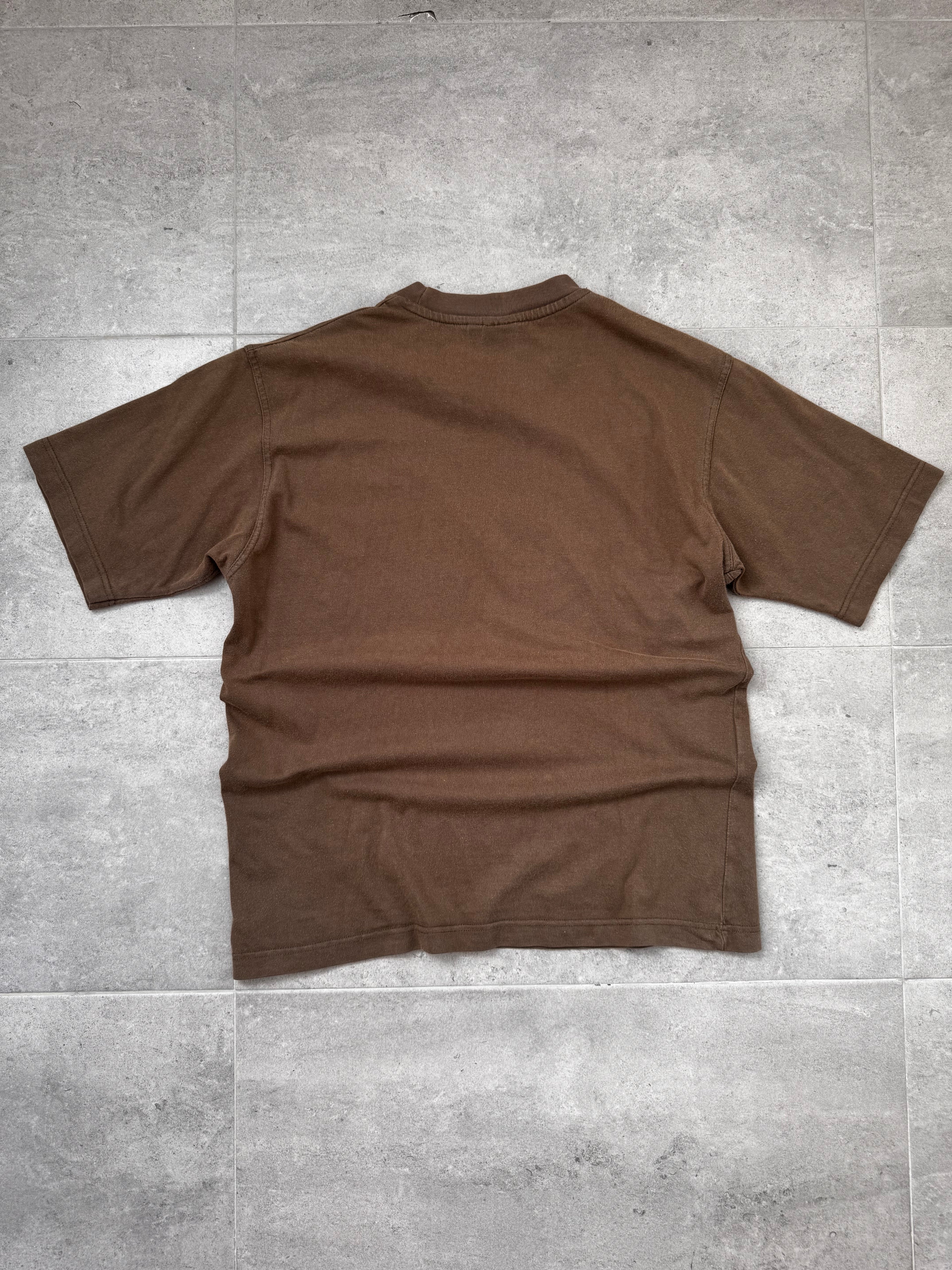 90s Billabong vintage T-shirt in brown, size S, surf and skate tee - detail view