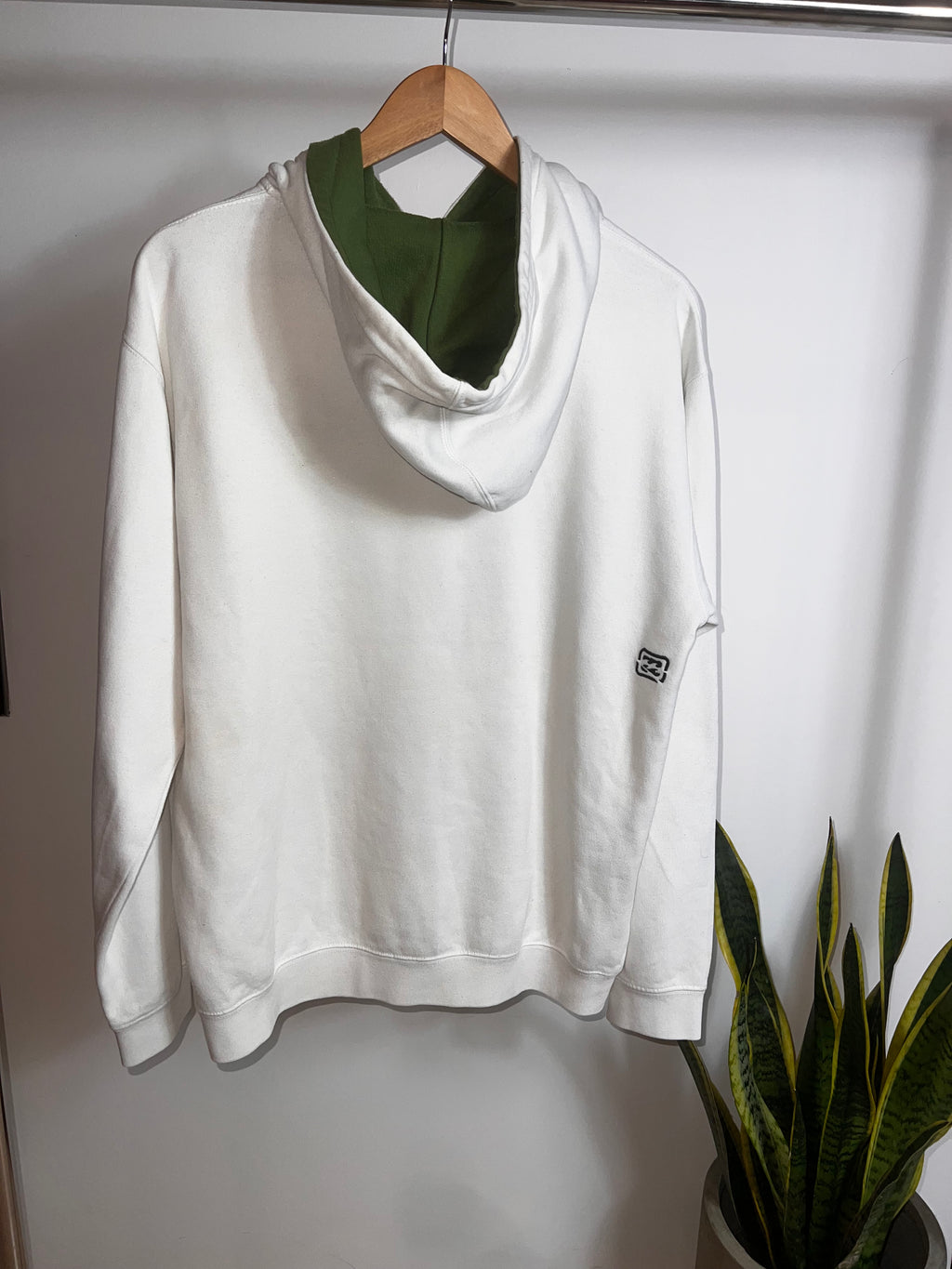 Billabong Hoodie White/Green Script Y2K (M)