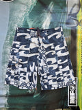 Y2K Billabong denim boardshorts in navy, size 33, deadstock surf shorts - front view