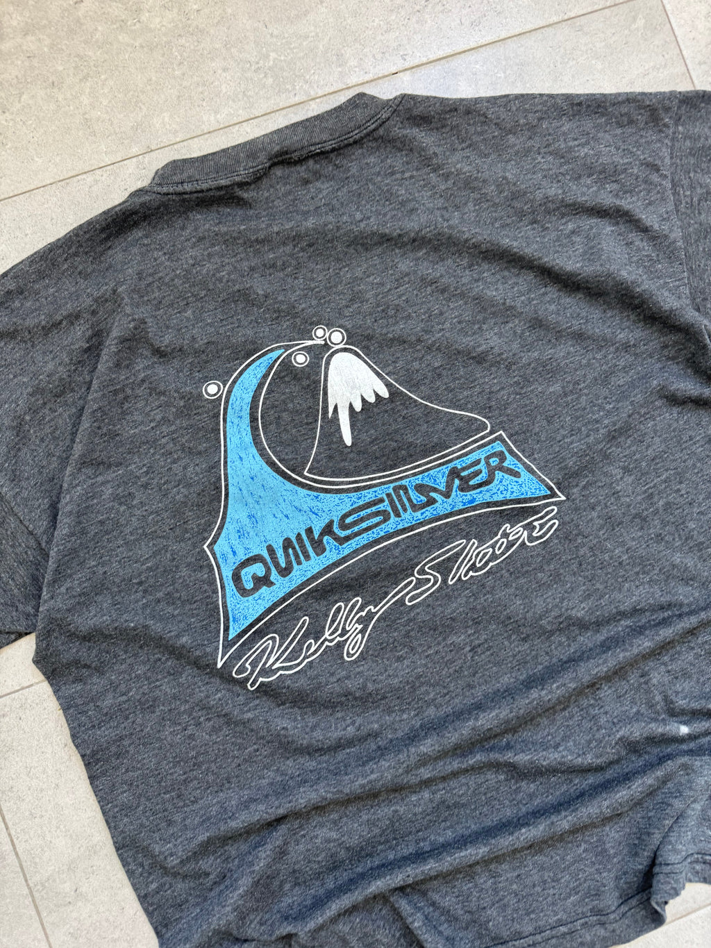 Vintage Quiksilver Kelly Slater surf t-shirt, dark grey - graphic detail