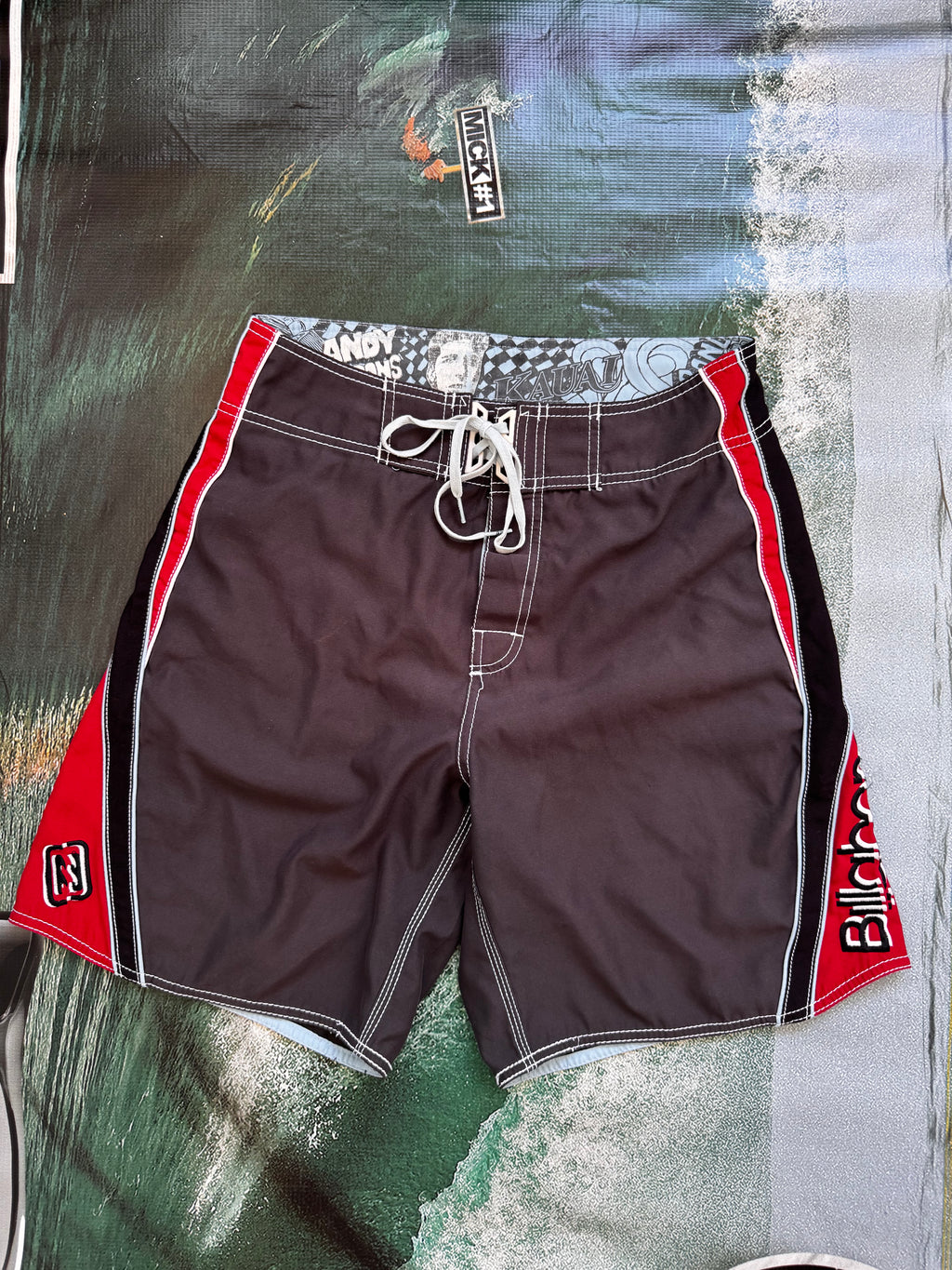 Vintage Y2K Billabong Andy Irons Kauai boardshorts, back view