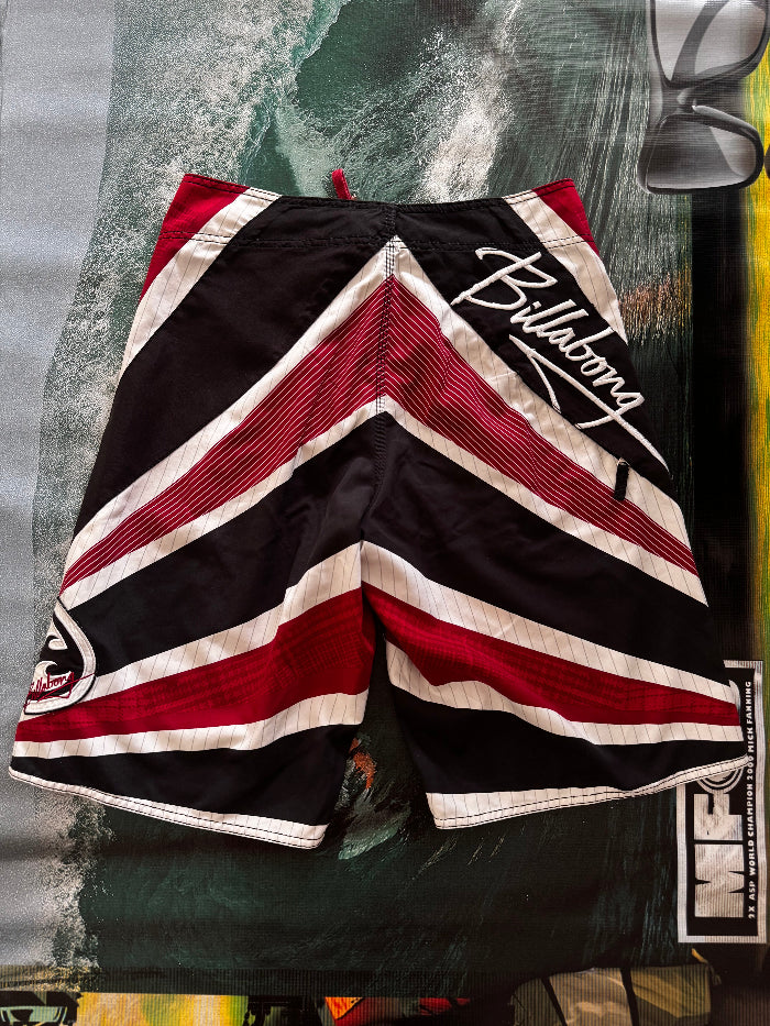 Y2K Billabong Andy Irons Samurai boardshorts back detail — rare signature series collector