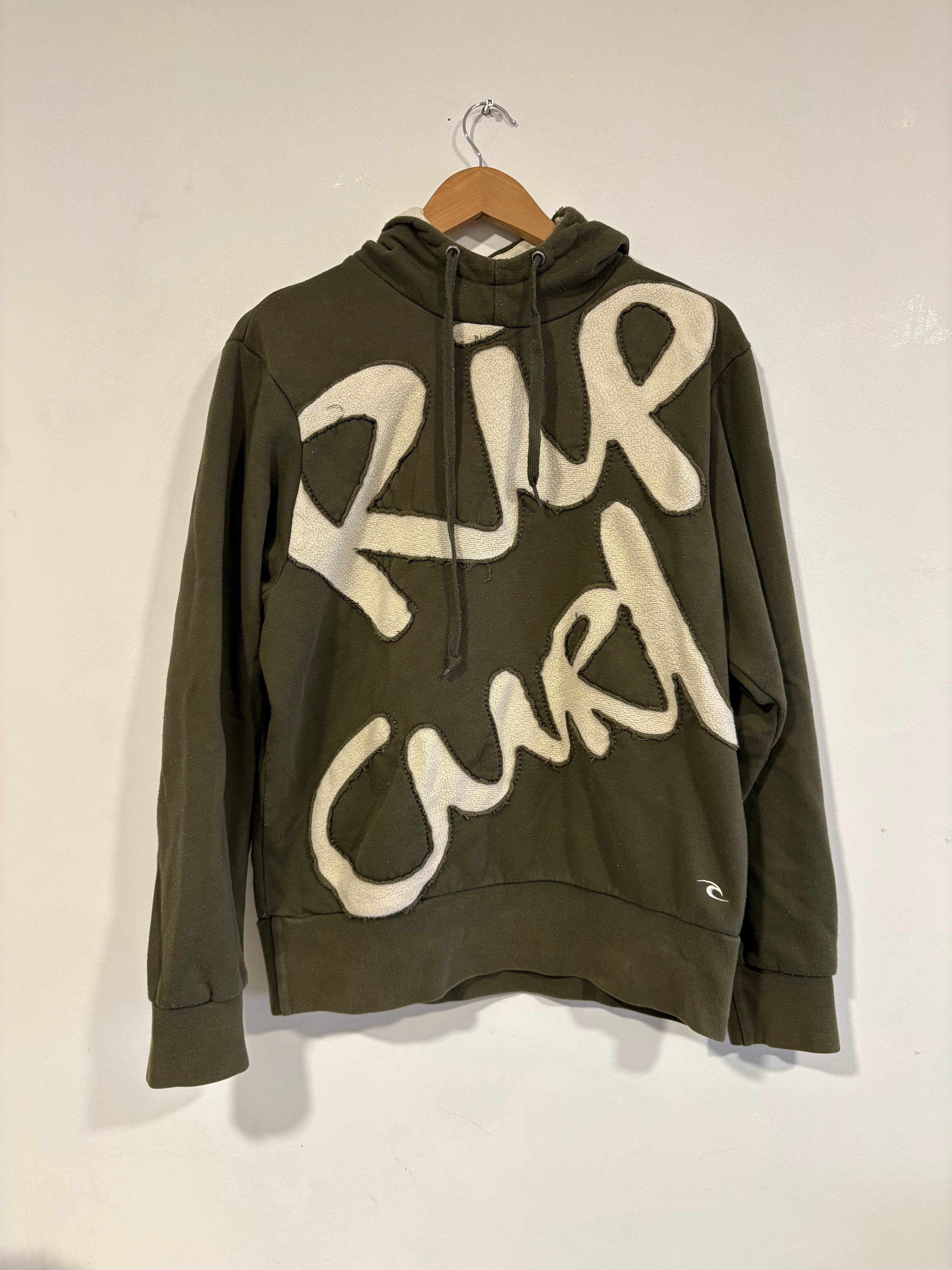 2000’s Rip Curl Hoodie Olive Big Logo Fleece (M)