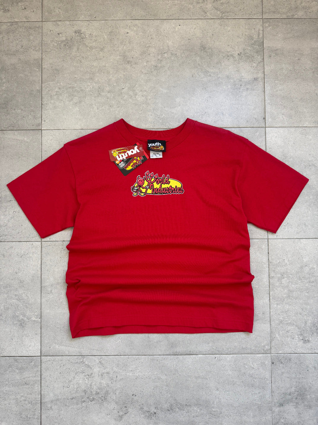 Deadstock Y2K World Industries t-shirt, red, size S - back