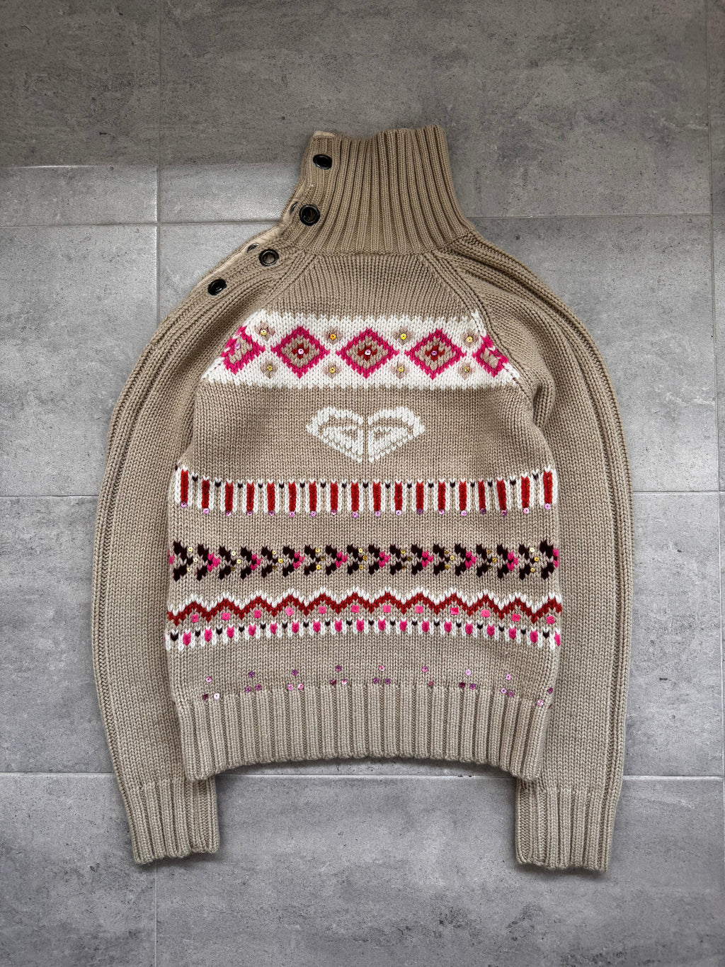Vintage Y2K Roxy knit sweatshirt, knit pattern detail