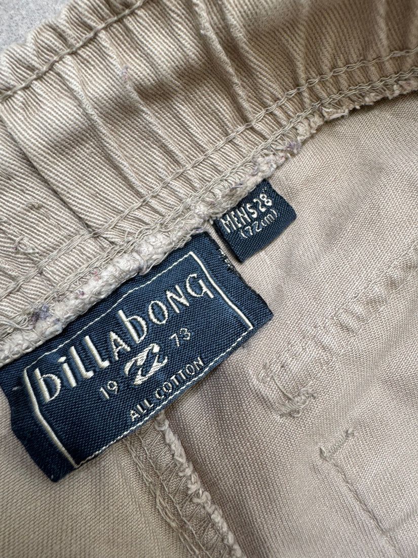 90s Billabong vintage cargo pants in beige, waist 28, surf and skate trousers - detail view