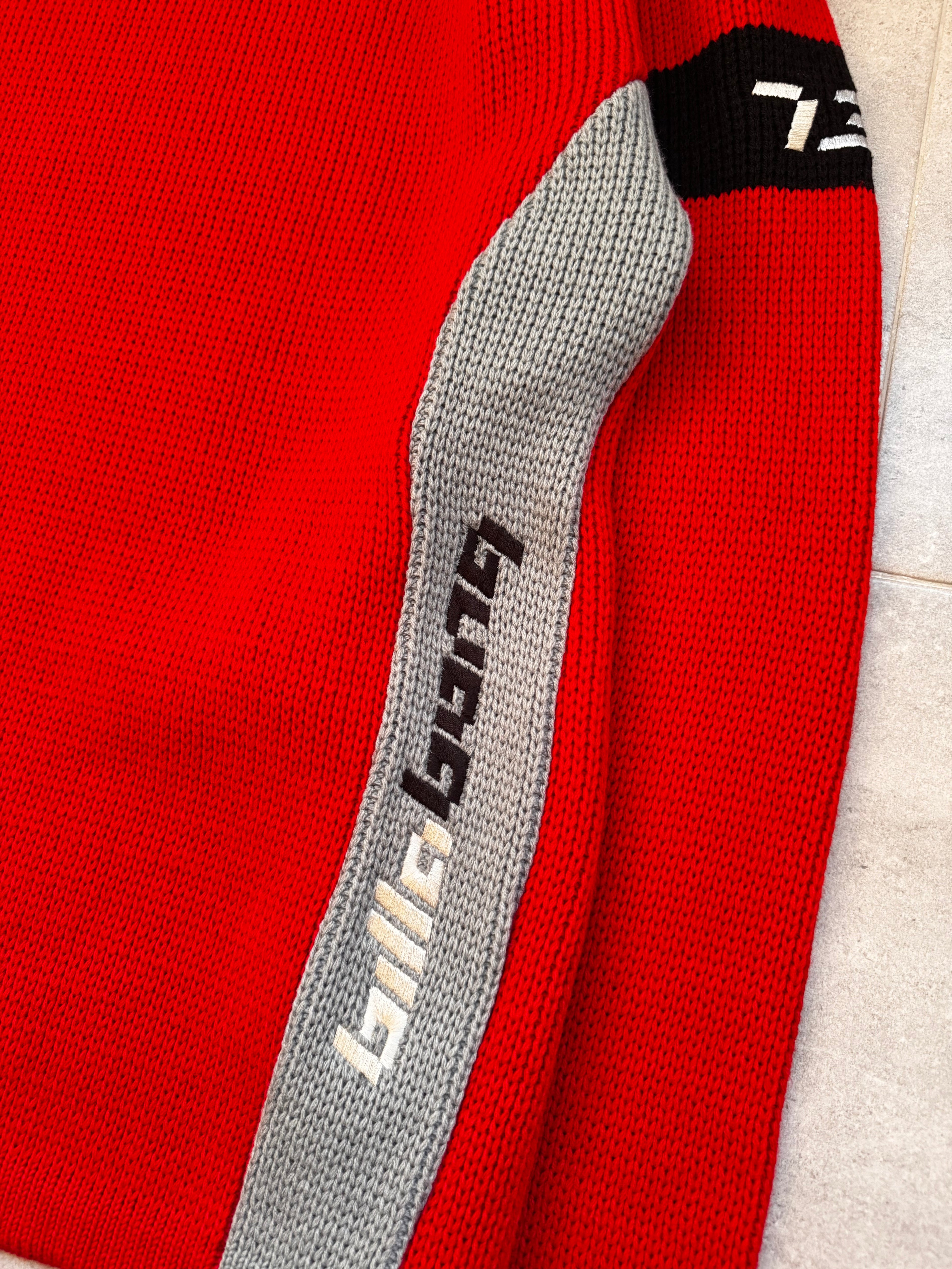 Y2K Billabong knit sweatshirt in red and grey, size L, deadstock surf piece - back view