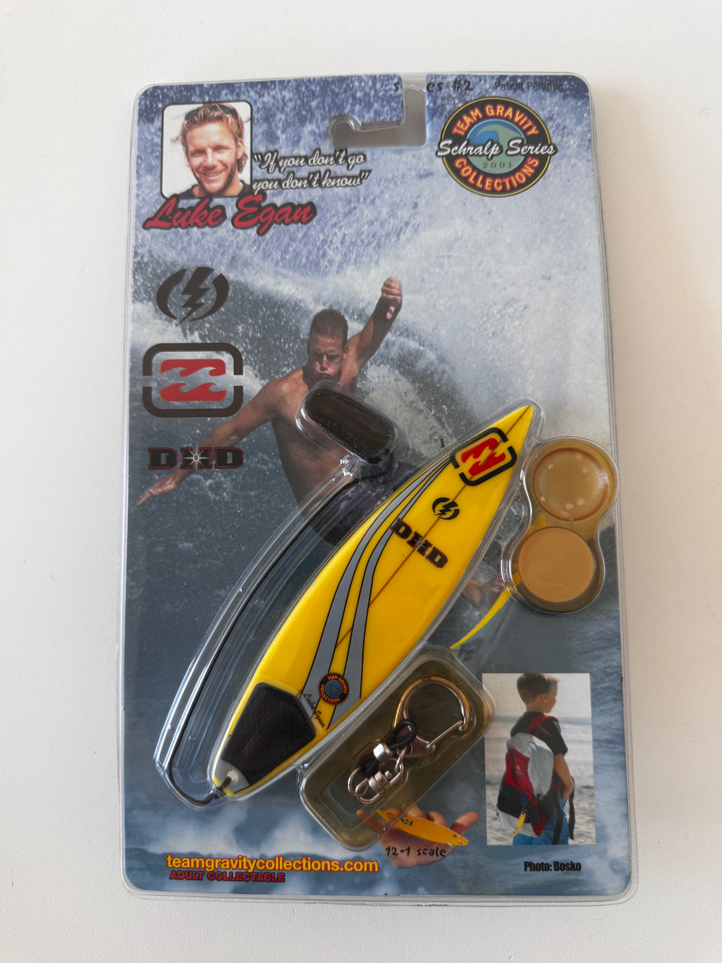 Luke Egan Team Gravity Collections limited edition finger surfboard — rare Y2K Billabong surf collectible — Backwash VTG