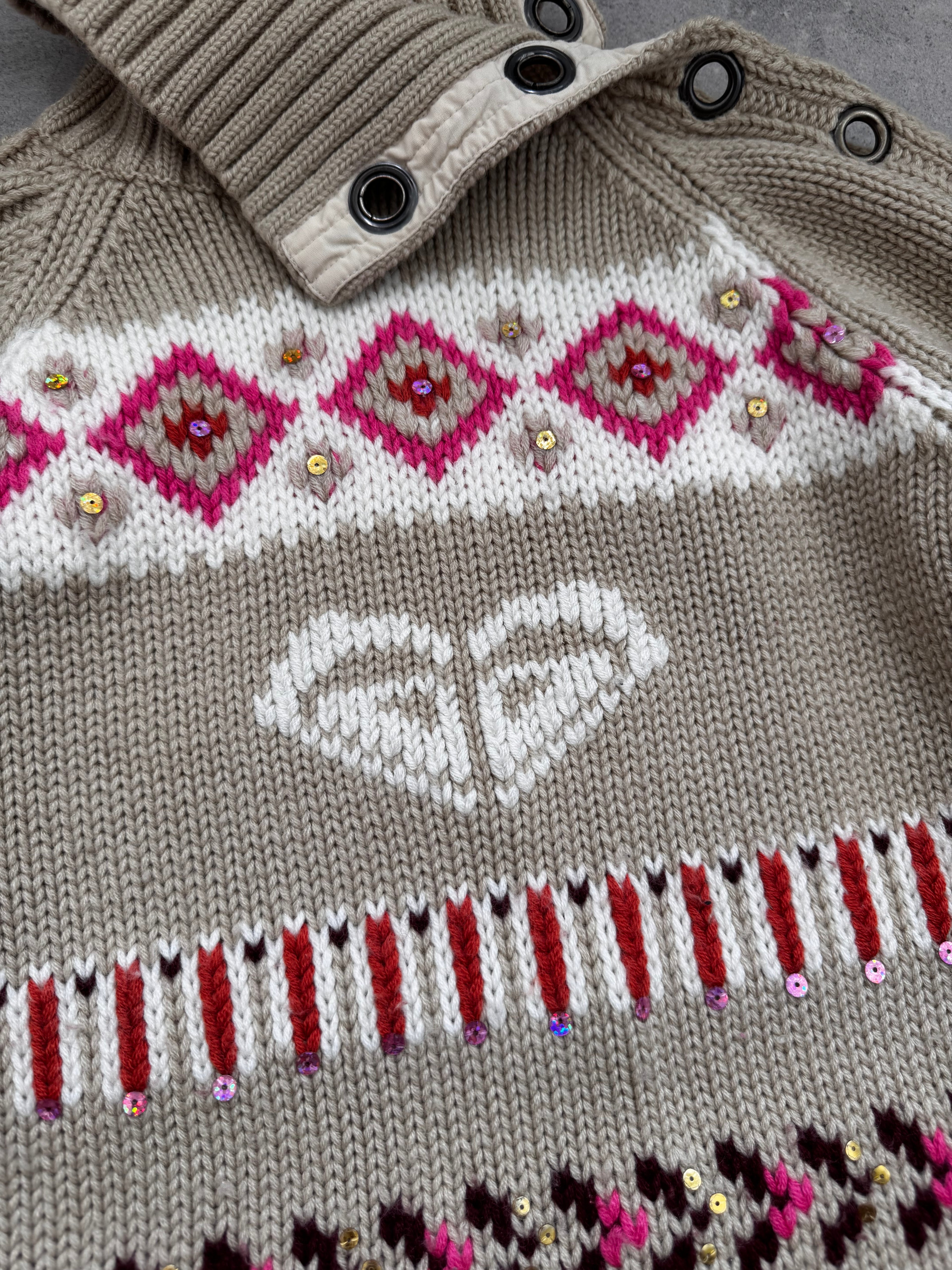 Vintage Y2K Roxy knit sweatshirt in beige, back view