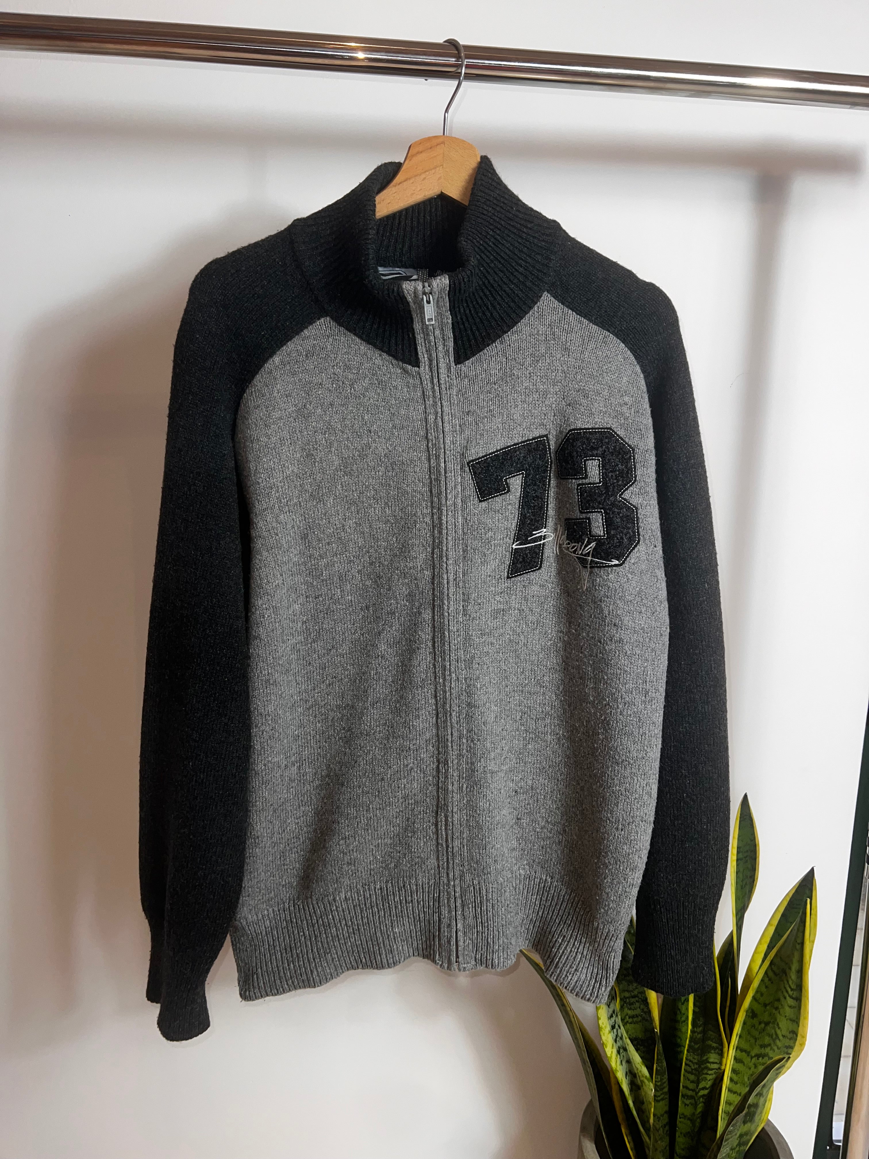 Billabong Zip Knit Grey/Black Y2K (M)