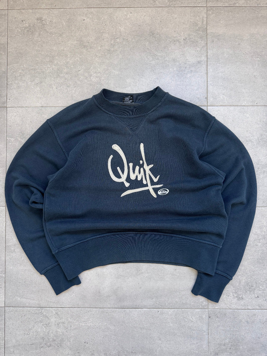 90s Quiksilver vintage crewneck sweatshirt in navy, size S - front view