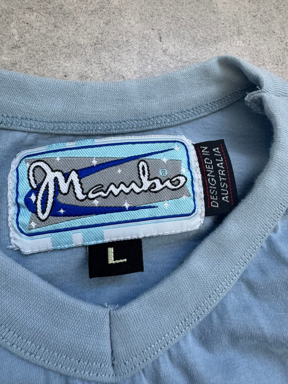 Vintage 1998 Mambo Australia t-shirt, light blue, size L - back