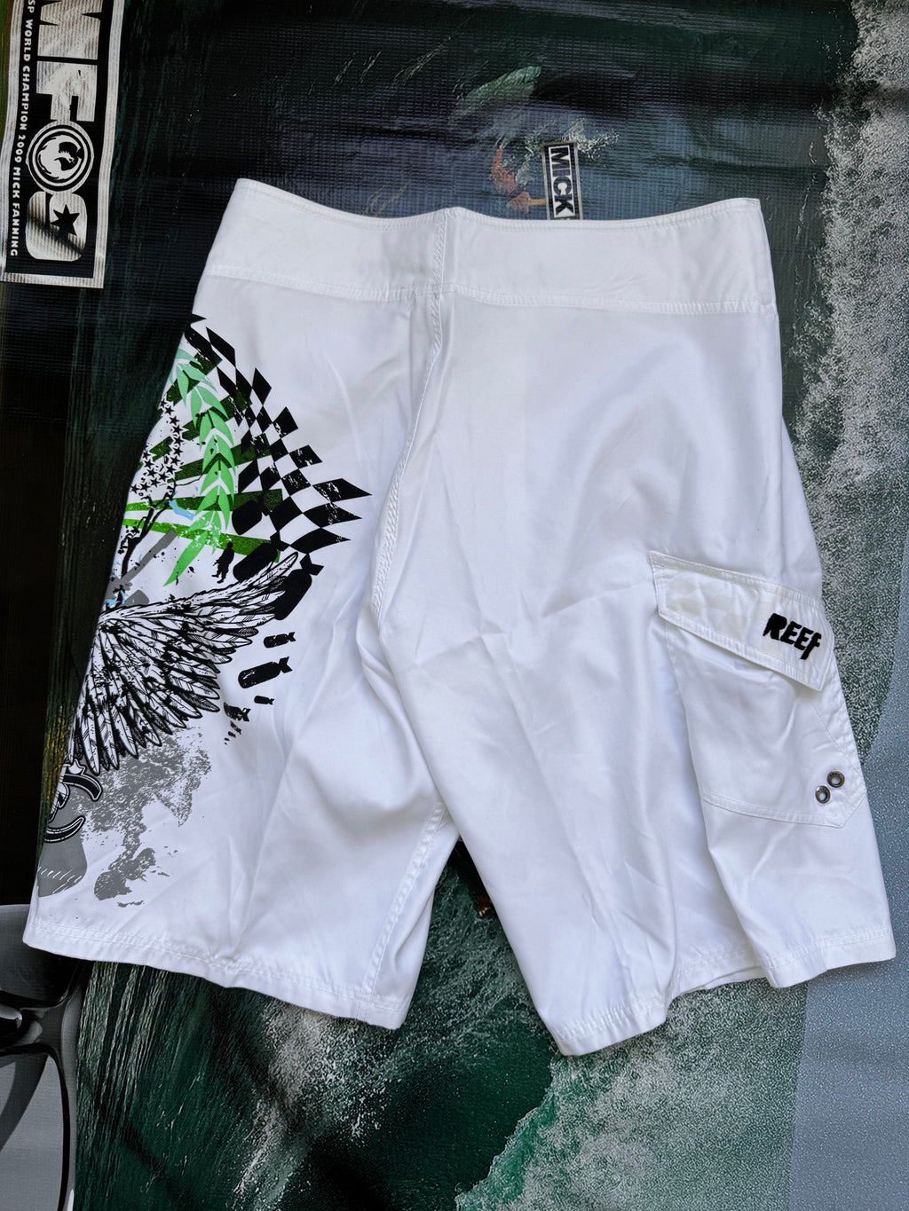 Y2K Reef deadstock boardshorts back — authentic vintage surfwear NWT